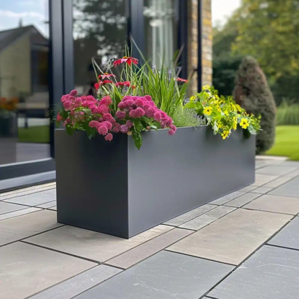 Woven Wood 120Cm Zinc Galvanised Matte Grey Trough Planter from B&Q