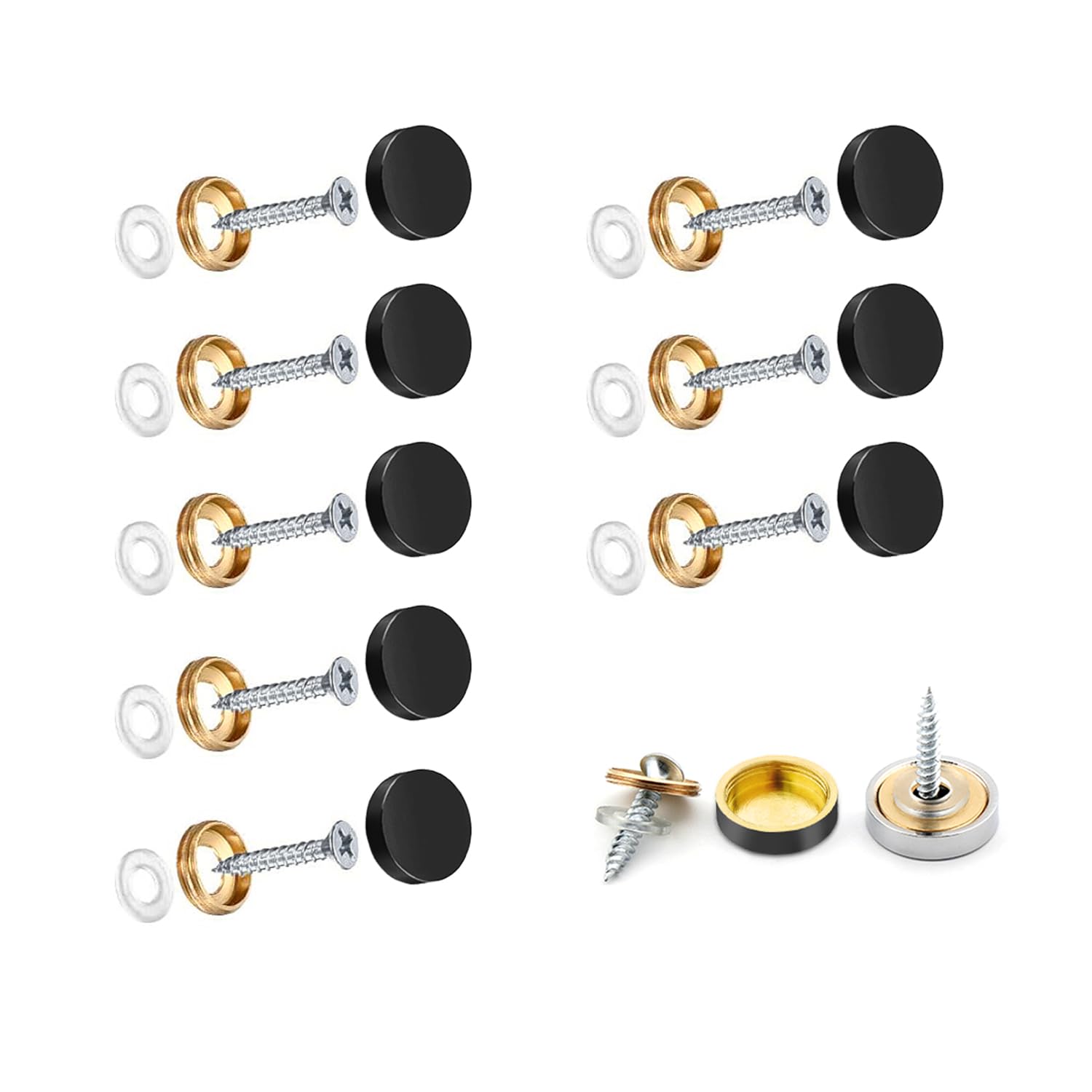 Stainless Steel Mirror Screws - Hardware Nails with Caps -11 Stainless Steel Mirror Screws - Hardware Nails with Caps -11