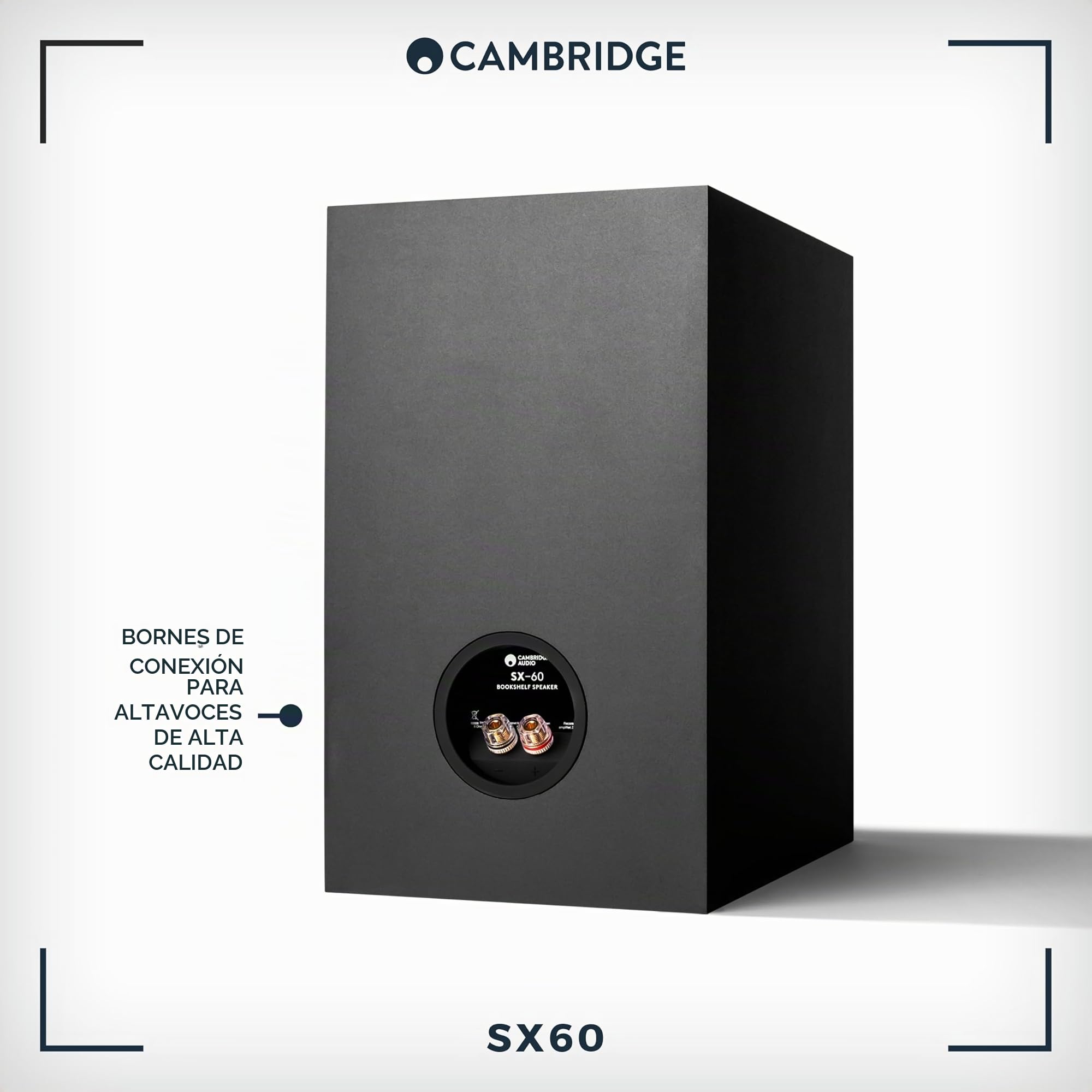 Cambridge Audio SX60 - Par de Altavoces pasivos con Cable para Sistema de Cine en casa o HiFi - Optimizados para una Respuesta de frecuencia Suave y Uniforme - Negro Mate