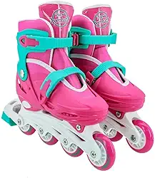 Patins 4 Rodas Infantil Feminino Inline + Kit de Proteçao