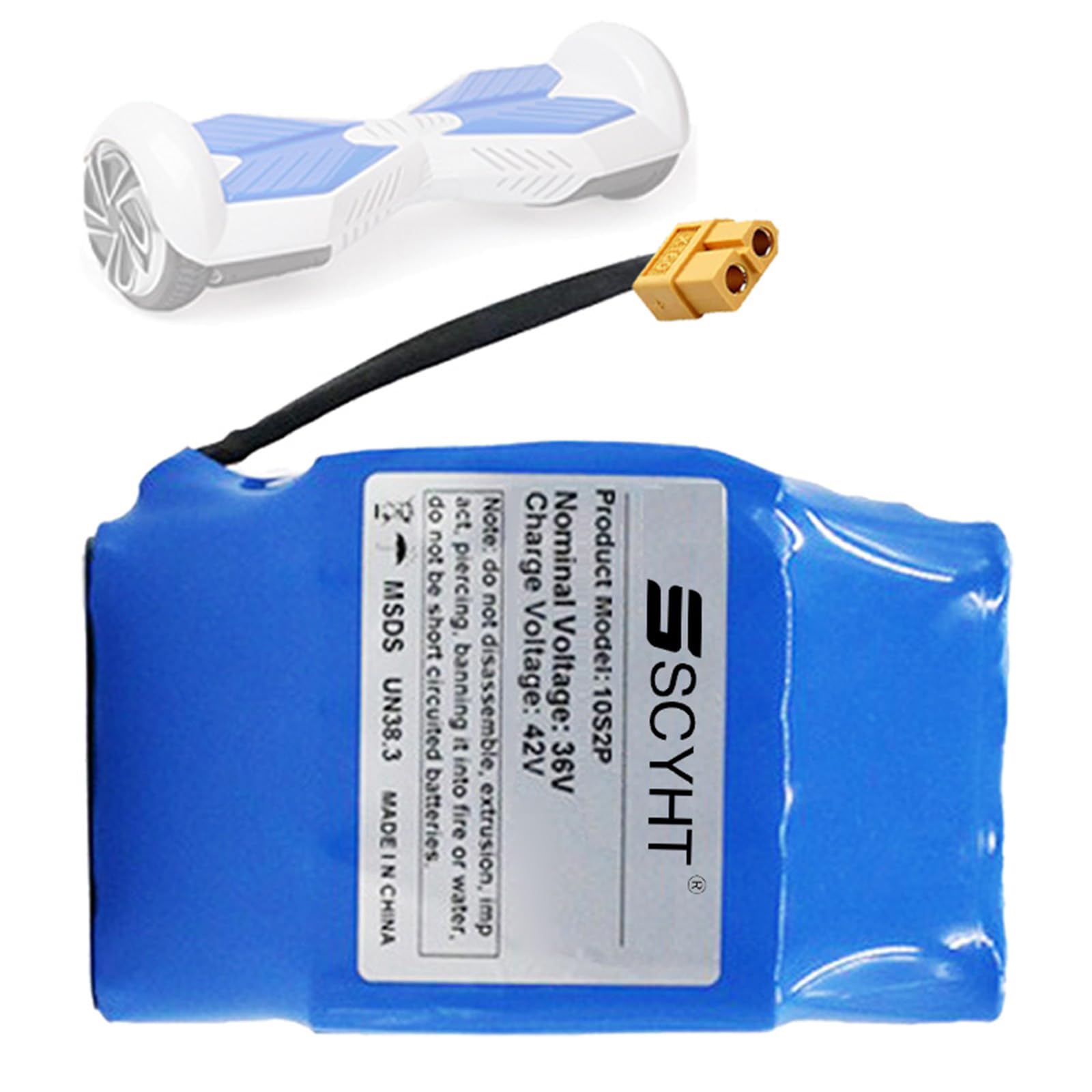 SSCYHT Batería Hoverboard 36 V 4,4 Ah 2,4 Ah 3,6 Ah 5,2 Ah y 3 Ah Batería de Litio 36 V Baterías de Repuesto para Patinete eléctrico con Puerto XT60 para Motores 50 W a 200 W,36v2.4ah