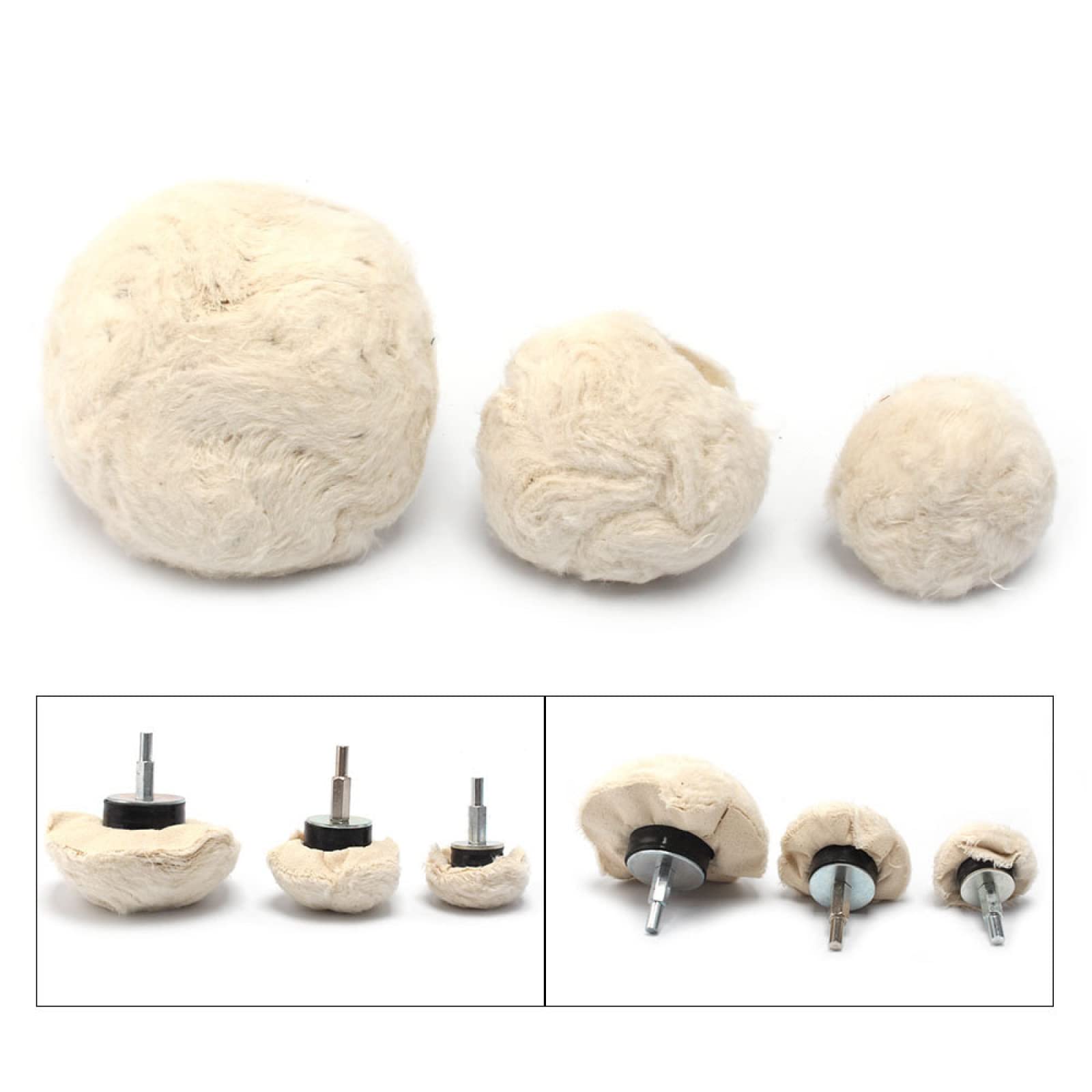 Almohadilla De Pulido De Algodón Blanco, Kit De Taladro De Rueda De Fregona, Forma De Seta Para Pulidor De Coche, Accesorios De Herramientas De Aluminio Inoxidable
