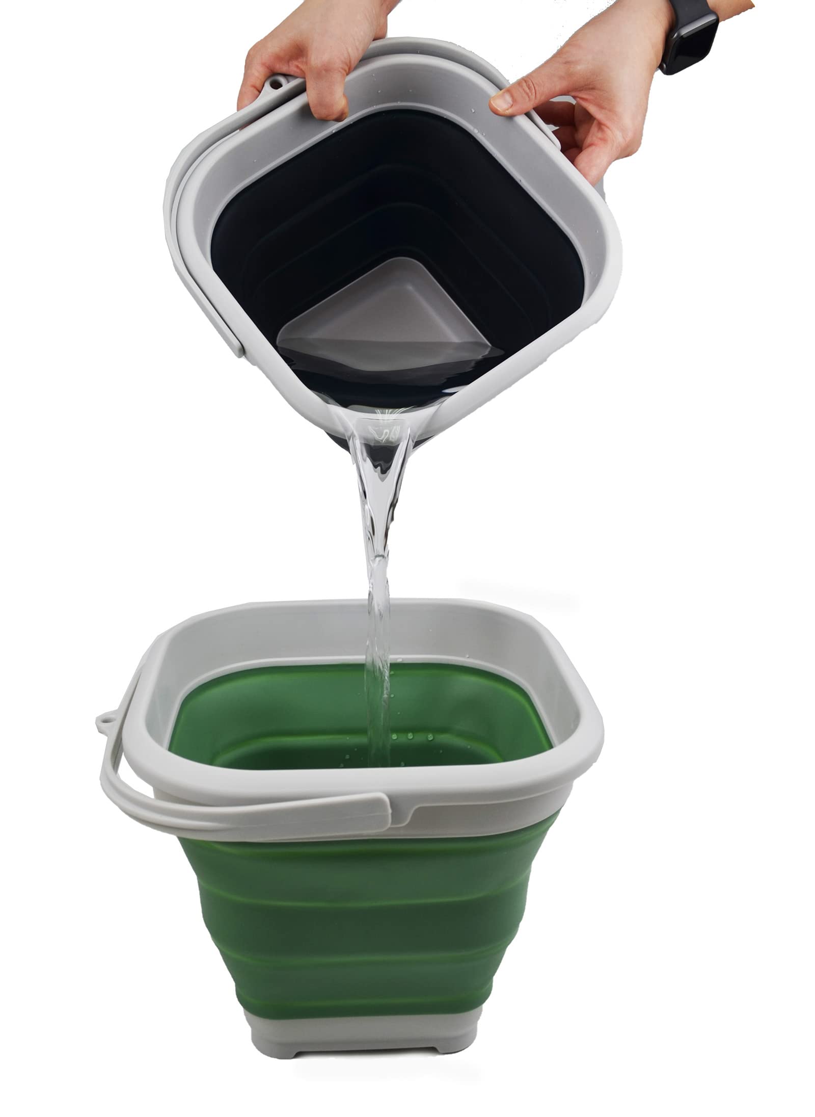 SAMMART 2-Pack Collapsible Square Buckets - 8.5L (2.2 Gallon) Foldable Water Pails, Grey - View #5