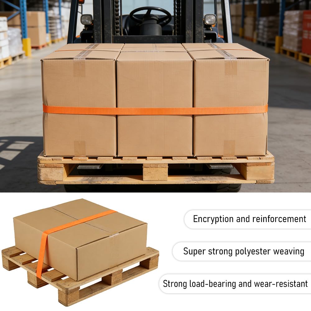 Lot de 2 sangles d'arrimage avec cliquet - 15 m - Couleur orange - Sangle d'arrimage avec cliquet pour planche de surf, moto, voiture, kayak et remorque, force de traction 800 kg, charge