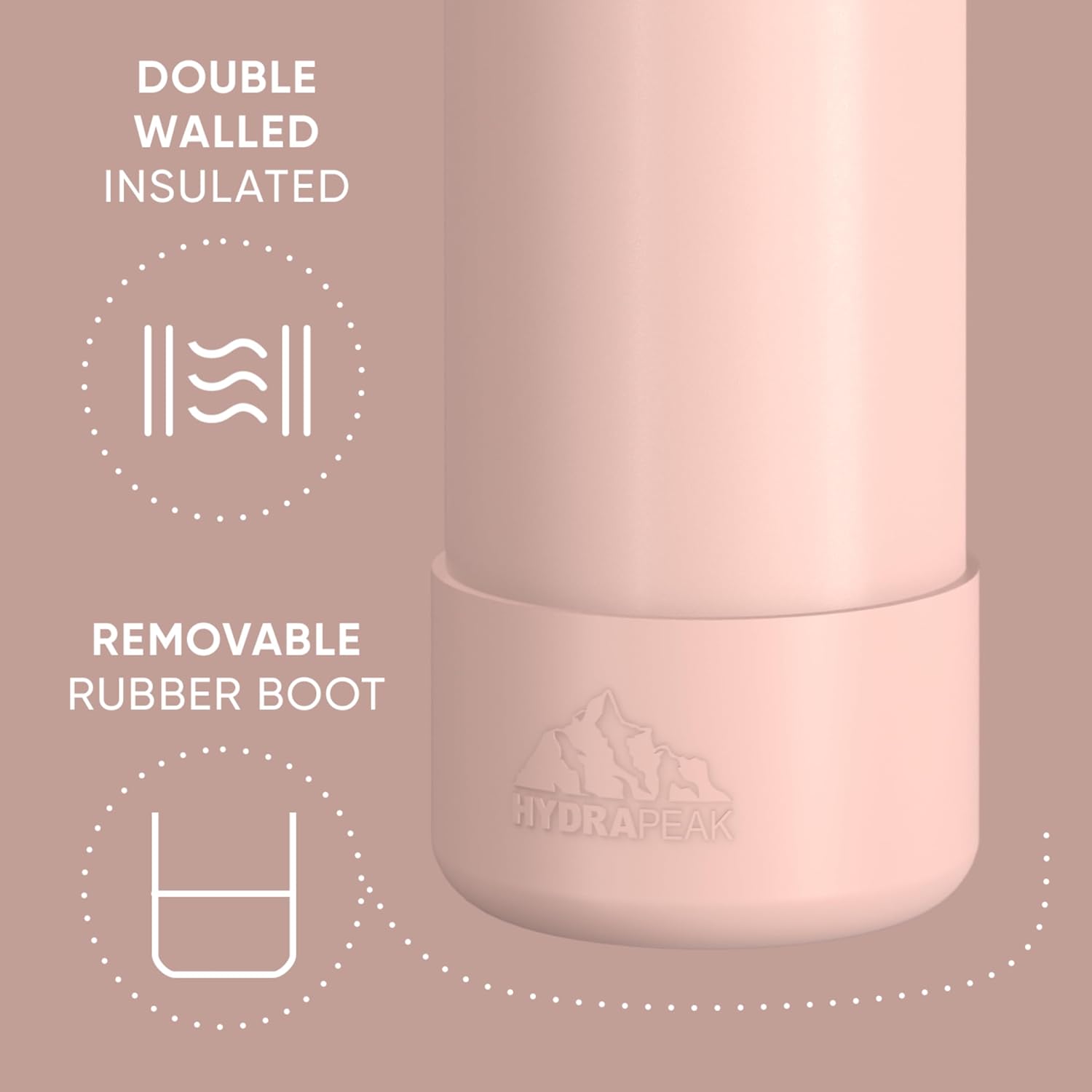 Hydrapeak 26oz Sport Insulated Water Bottle with Straw or Chug Lid, Leak & Spill Proof, Keeps Drinks Cold for 24 Hours, Hot for 12 Hours, Premium Stainless Steel Water Bottles (26oz, Peony) - Image 2