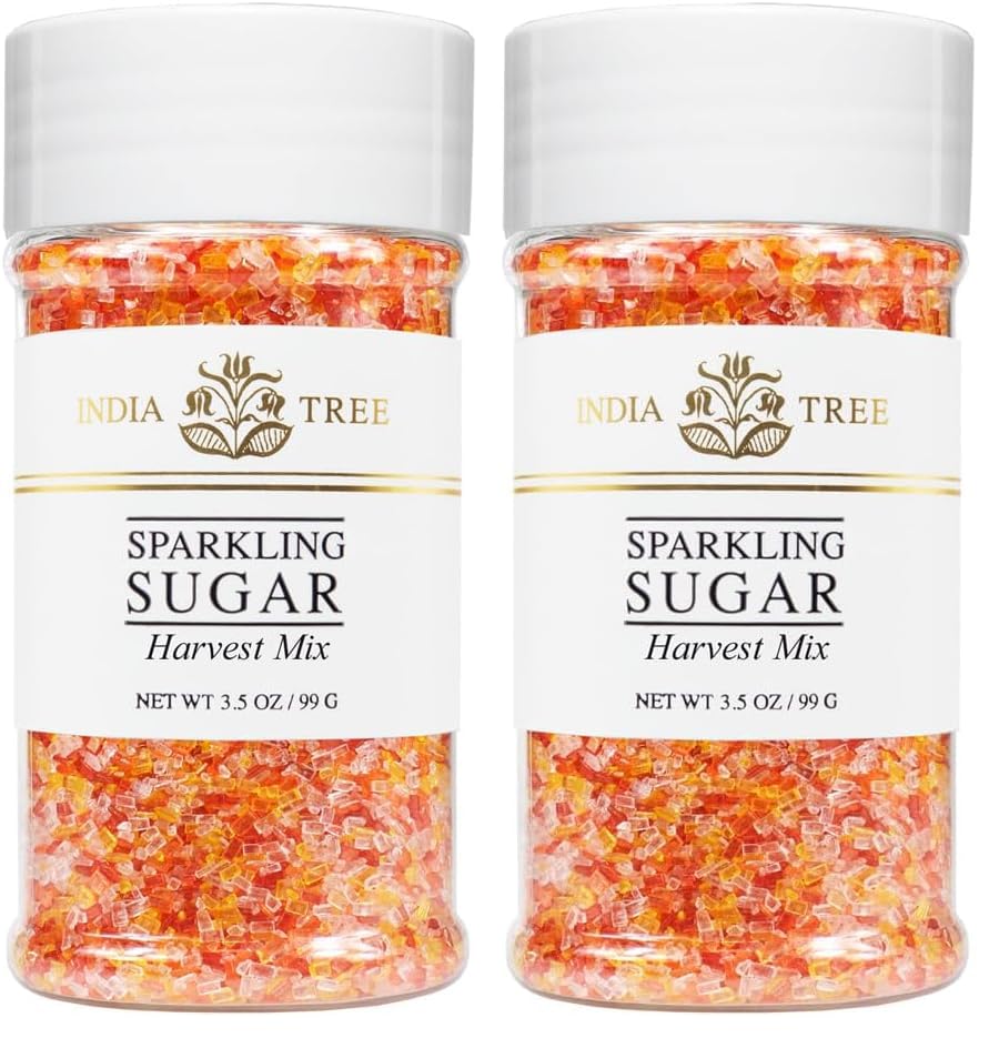 India Tree Harvest Mix Sparkling Sugar, 3.5 oz | Vibrant Fall Blend of Red, Orange, Yellow & White (Pack of 2) image 2