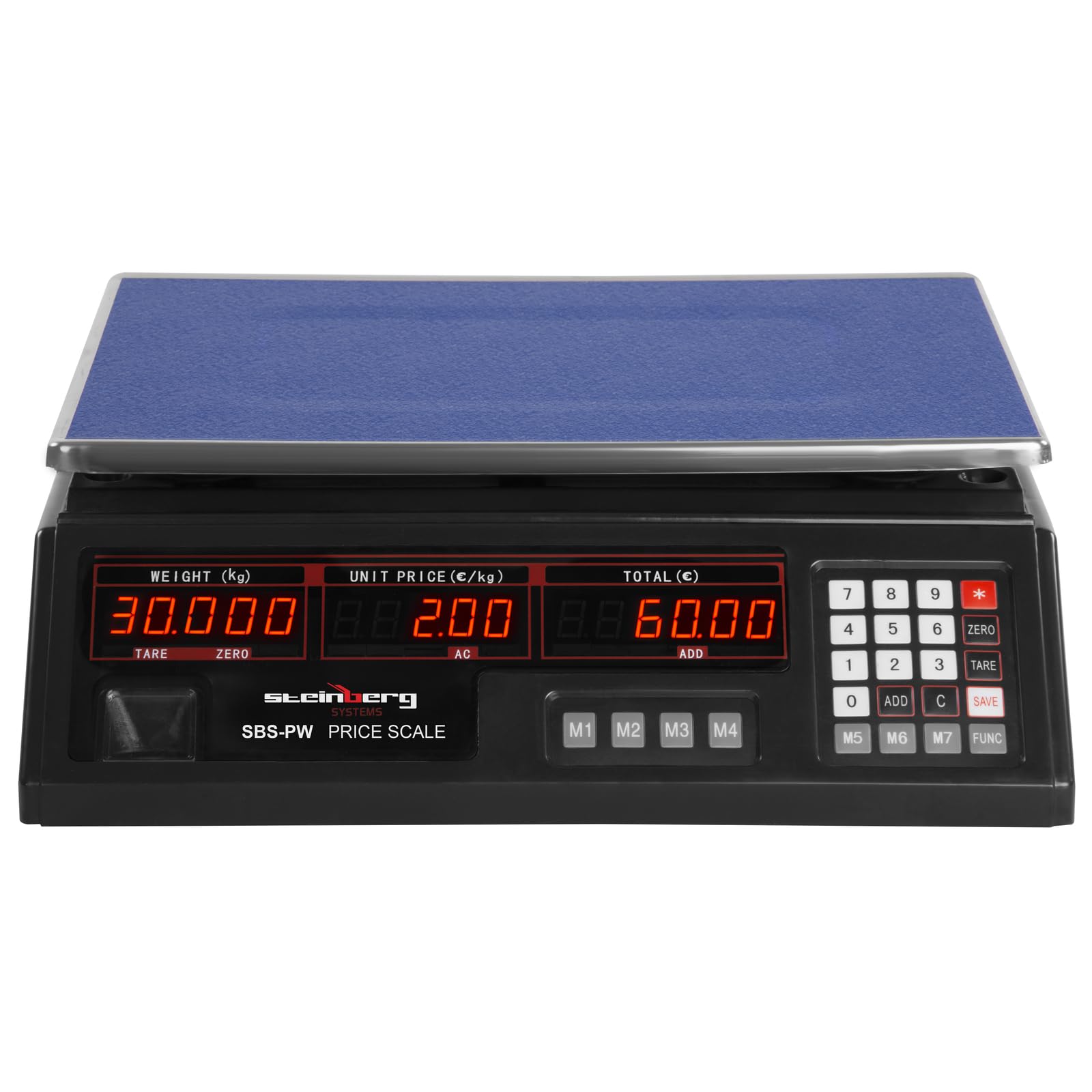 Steinberg Systems Balanza De Control Bascula Digital SBS-PW-302B (30 kg / 2 g, Pantalla LED, Batería integrada 40 h) Negra