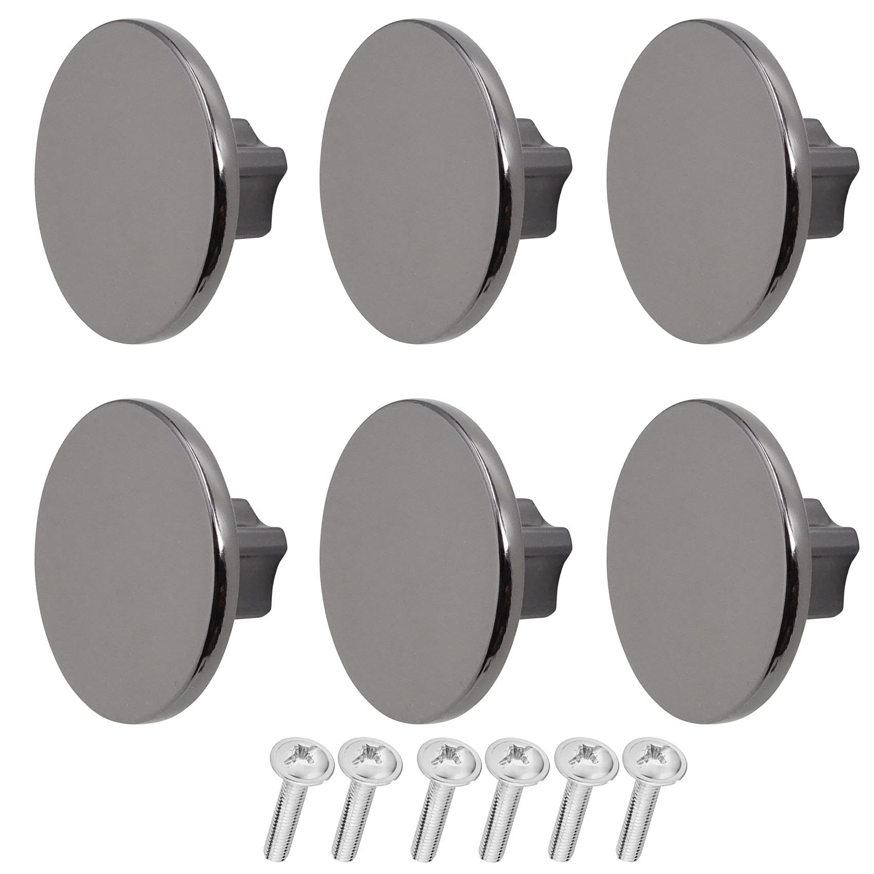 Decoranddecor Vesta - 40mm Round Kitchen Cabinet Furniture Knob Zinc Alloy (6 Pack, Polisched Nickel Black)