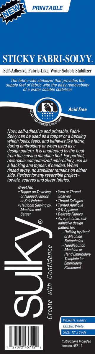 Sticky Fabri-Solvy Stabilizer-12"X6yd