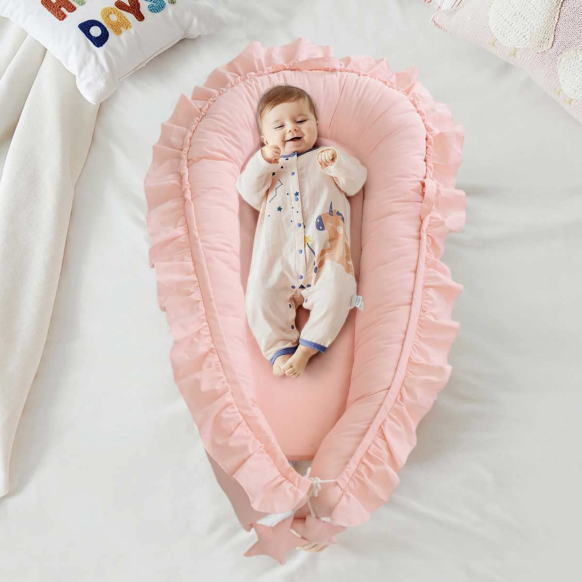Nido de bebé para recién nacidos y bebés, saco de dormir antipatadas, para recién nacidos, niños y niñas de 0 a 18 meses, regalo para recién nacidos (rosa)