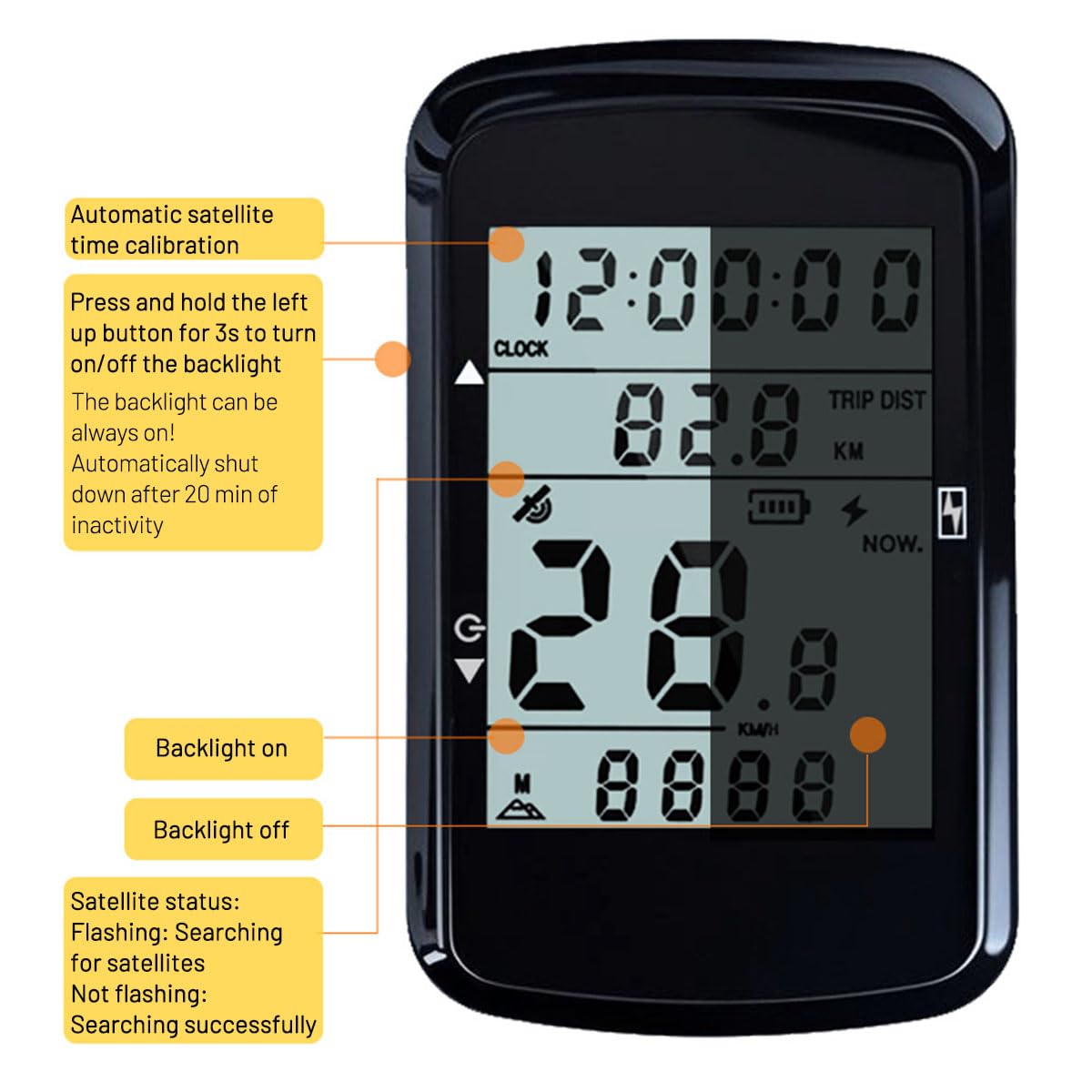 Computer per bicicletta wireless, tachimetro digitale per bicicletta, schermo LCD retroilluminato da 2,4 pollici, contachilometri per mountain bike e bici da strada