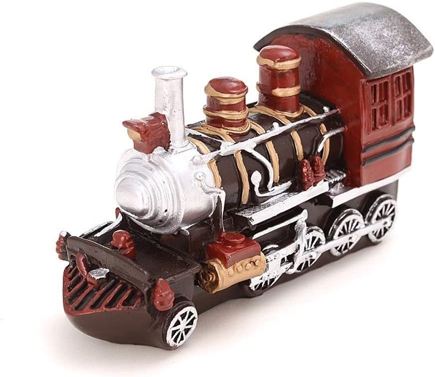 Retro apenado de la resina de la artesanía Locomotora del tren Adornos hace el regalo de la novedad del tren del vapor Caja de dinero for niños Modelo de tren ornamento de la escena festiva, 20.5 * 7.