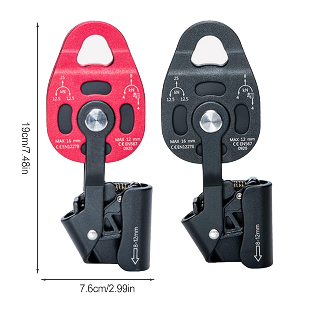 Ascender - Polea de elevación 4KN para escalada y senderismo, rappel, al aire libre, profesional, para montañismo, remolque