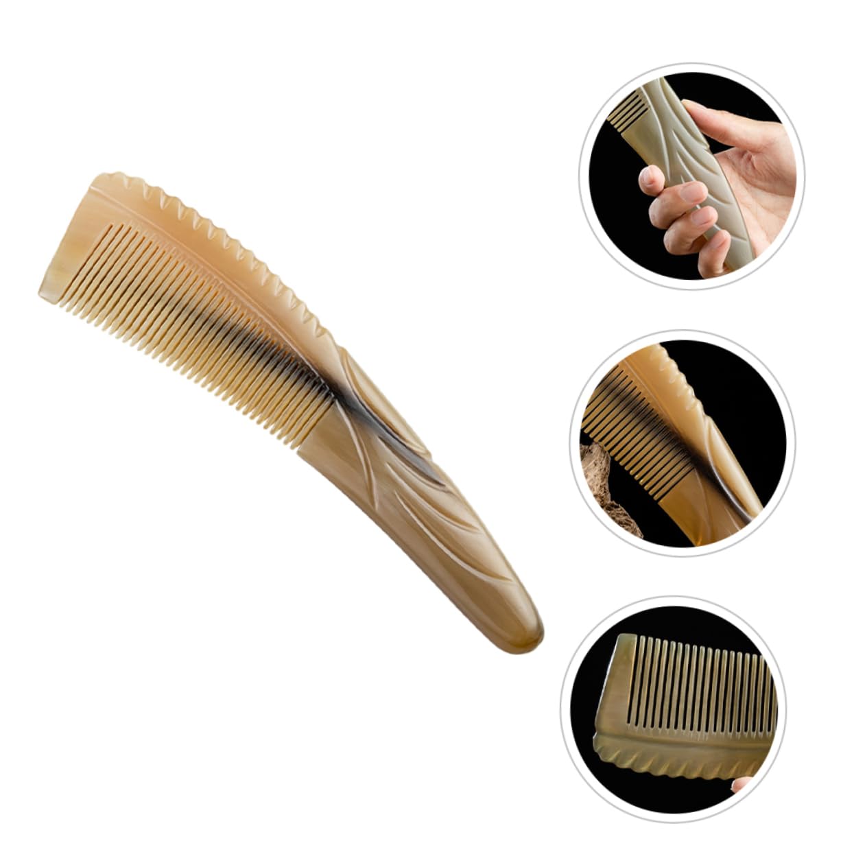 Didiseaon 3 Pièces peigne à moustache peigne à cheveux scalp massage de massage en corne de boeuf hommes en corne de massage antistatique cadeau artisanat cornes