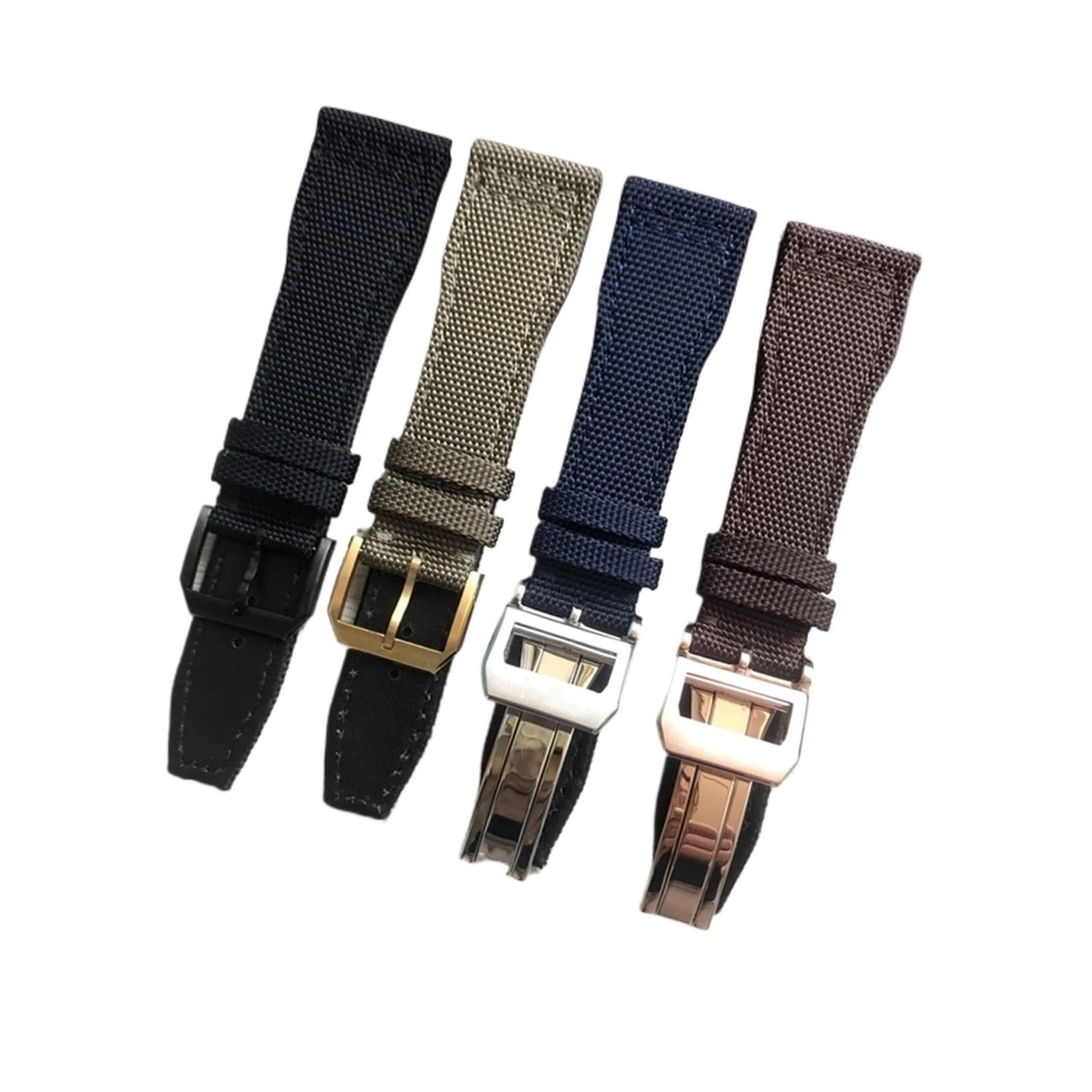 Run Ken 21mm 22mm Noir Bleu Vert Marron Tissu En Nylon Bracelet De Montre En Cuir Véritable Compatible Avec Le Grand Bracelet De Montre Pilote