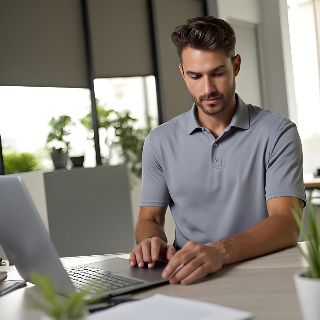 INGEAR Men's Polo Shirt Quick Dry Athletic Golf Tennis Performance Short Sleeve - Casual Office Uniform Wear – Activewear (US, Alpha, Medium, Grey)