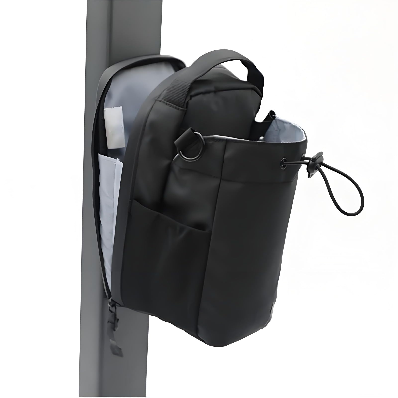 Earnmore Magnetic Gym Bag, Large Capacity Magnetic Carry Bag, with Phone Pocket, Portable Gym Bag, Gym Pouch for Water Bottle, Organizer, Black, Sporty