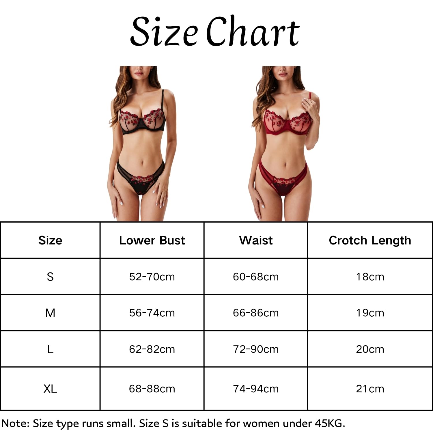 ROSVAJFY Sexy Dessous-Sets für Damen Blumen Bestickt Netz 2 Teiliges Unterwäsche Set Bügel BH und Slip Set Transparent Spitze Reizwäsche Flirty Lingerie Frauen Babydoll Dessous S-XL