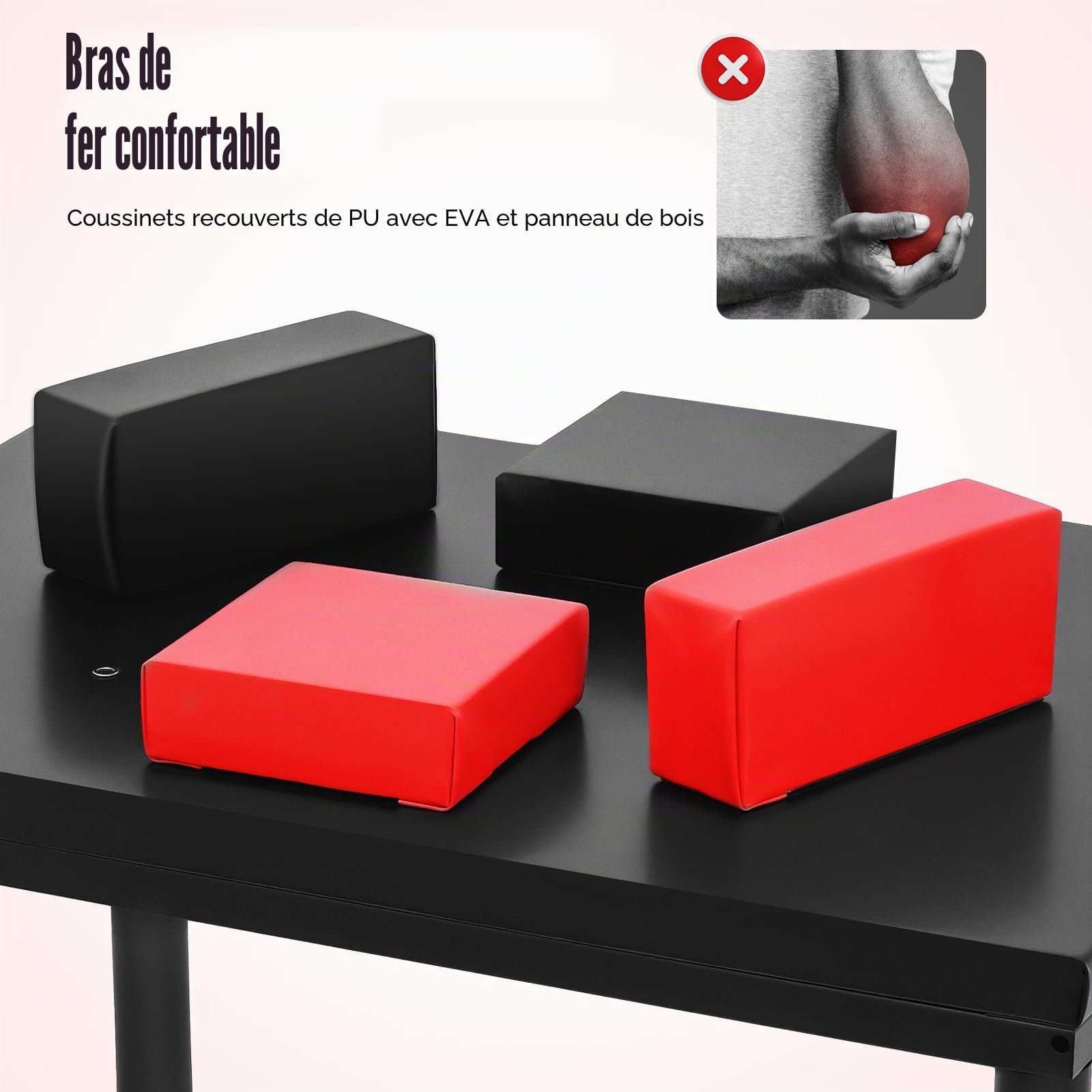 Table professionnelle de lutte pour bras - Table de compétition standard avec support de poignet réglable - Appareil d'entraînement pour la maison, la salle de sport, le club, le bureau - Capacité de