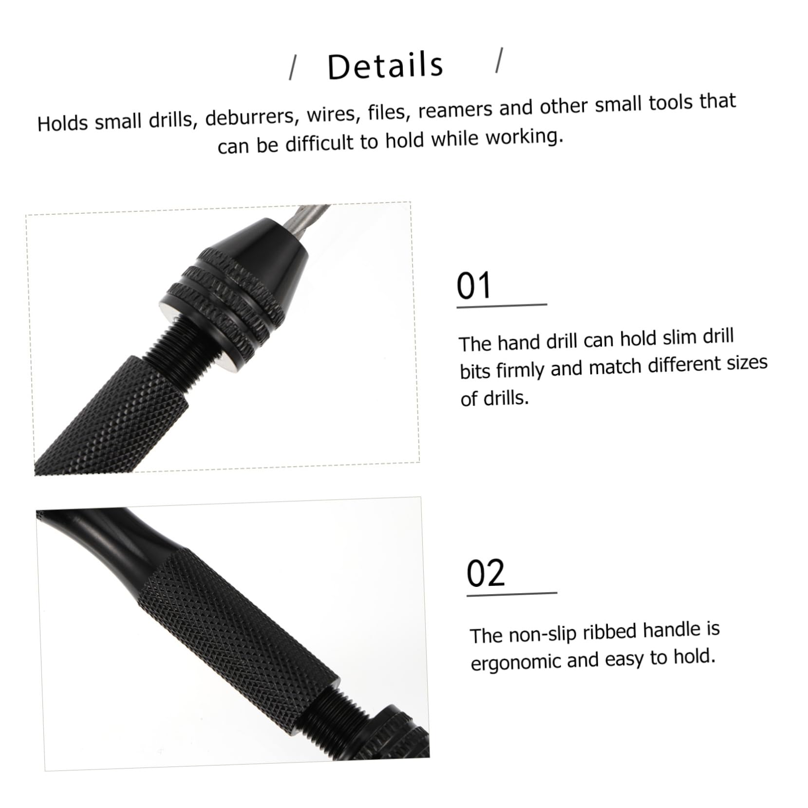IWOWHERO Pin Vise Hand Drill Bits Set 11 Pcs Precision Hand Drill Compact Manual Hand Spiral Drill for Jewelery