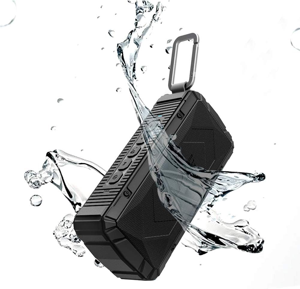 XINKSD Portable Wireless Outdoor Bluetooth Speaker IPX6 Waterproof Dual 10W Drivers, Enhanced Bass, Built in Mic, Water Resistant, Beach, Shower & Home (Black) (Black)