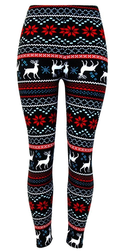 Moda Age Women’s Ultra Soft Best Patterned Printed Leggings - Regular & Plus Sizes (Regular (Size 0-14), Xmas Turquoise Love)
