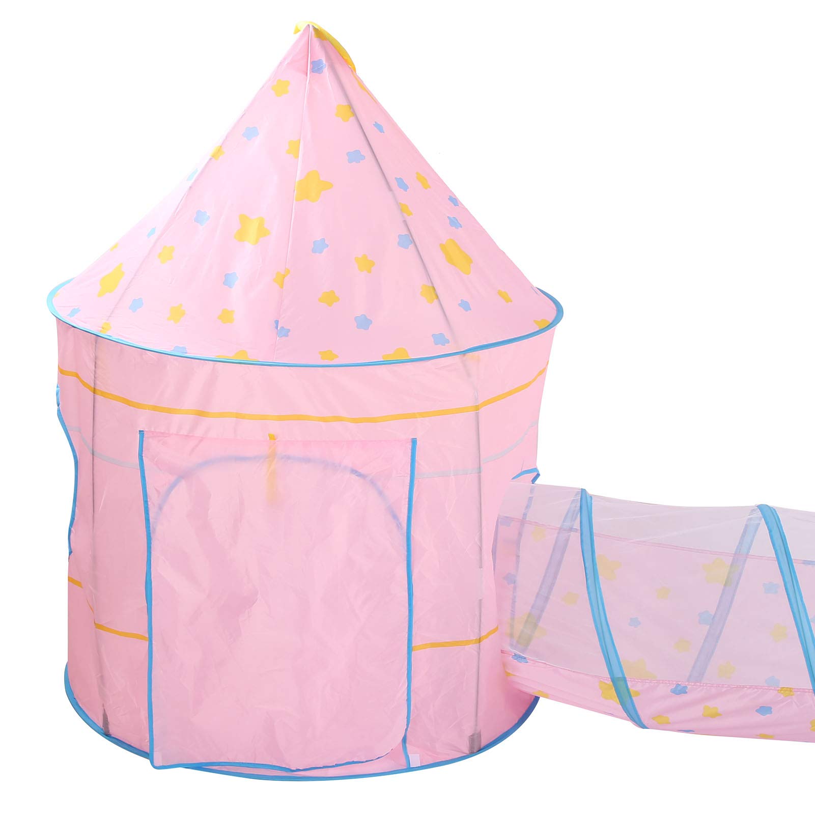 Tienda de Juegos de Túnel de Arrastre para Niños de Primera Calidad con Piscina de Bolas para Niños, Fácil Instalación (Rosa 3 uds.)