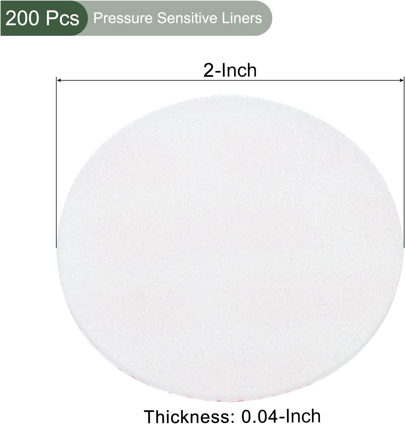 YOKIVE 200 Pcs Foam Lid Liner, Pressure Sensitive Seal Pressure Activated Cap Liners | Sealing Supplies, Great for Bottle Jar (White Red, 2-Inch)