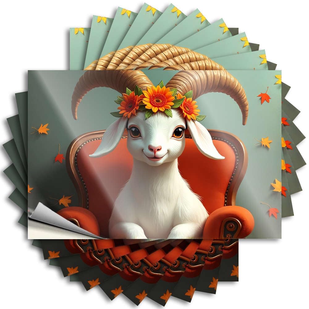 A Goat with Flowers On Its Head Sits in an Orange Chair. Goods Football DIY | Plastic Funny Sticker Cover Removable Vinyl Sticker Decal(8X12CM)