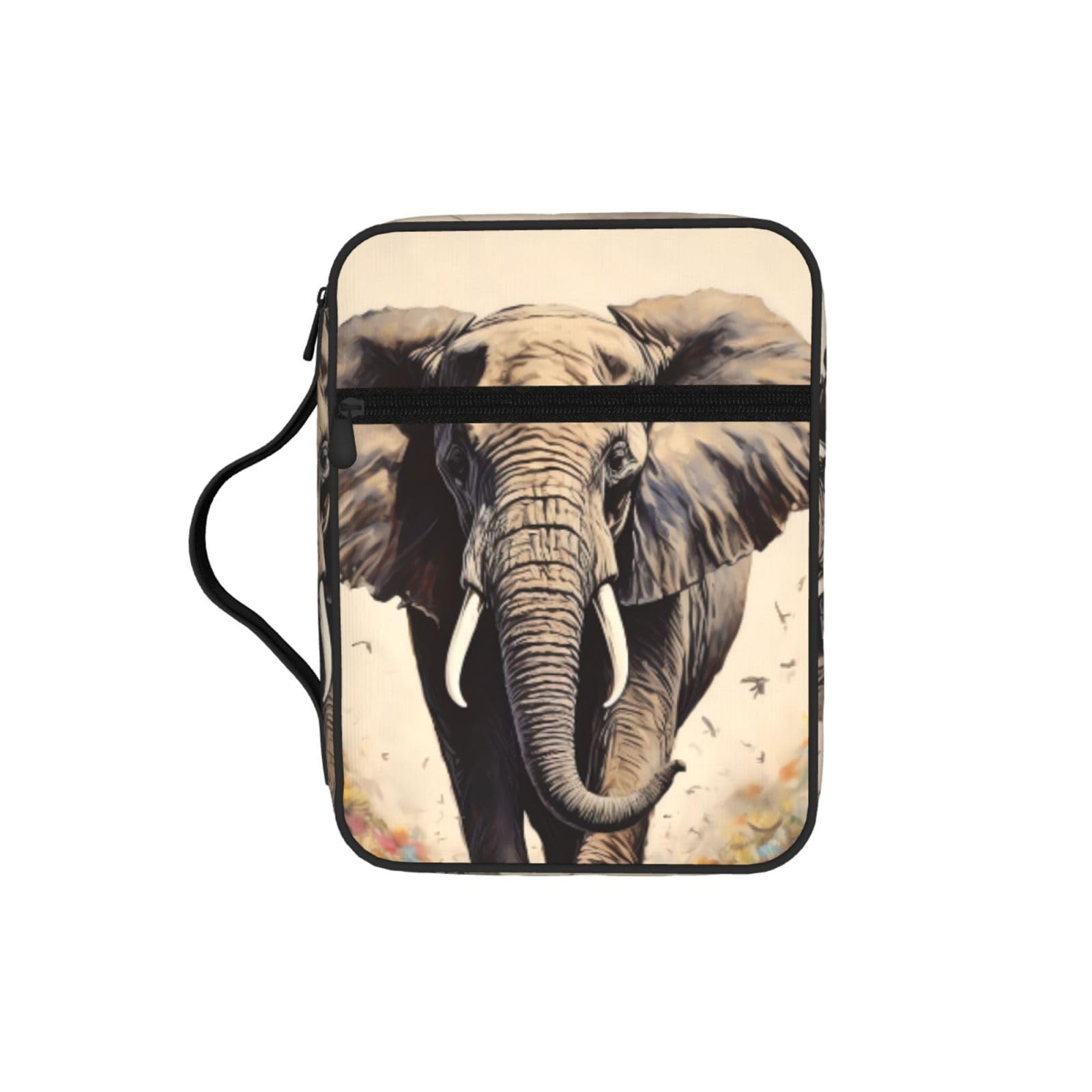Elephant Painting Bible Cover Case Waterproof Bible Bag With Handle Organizer Storage Book Cover For Bible Study