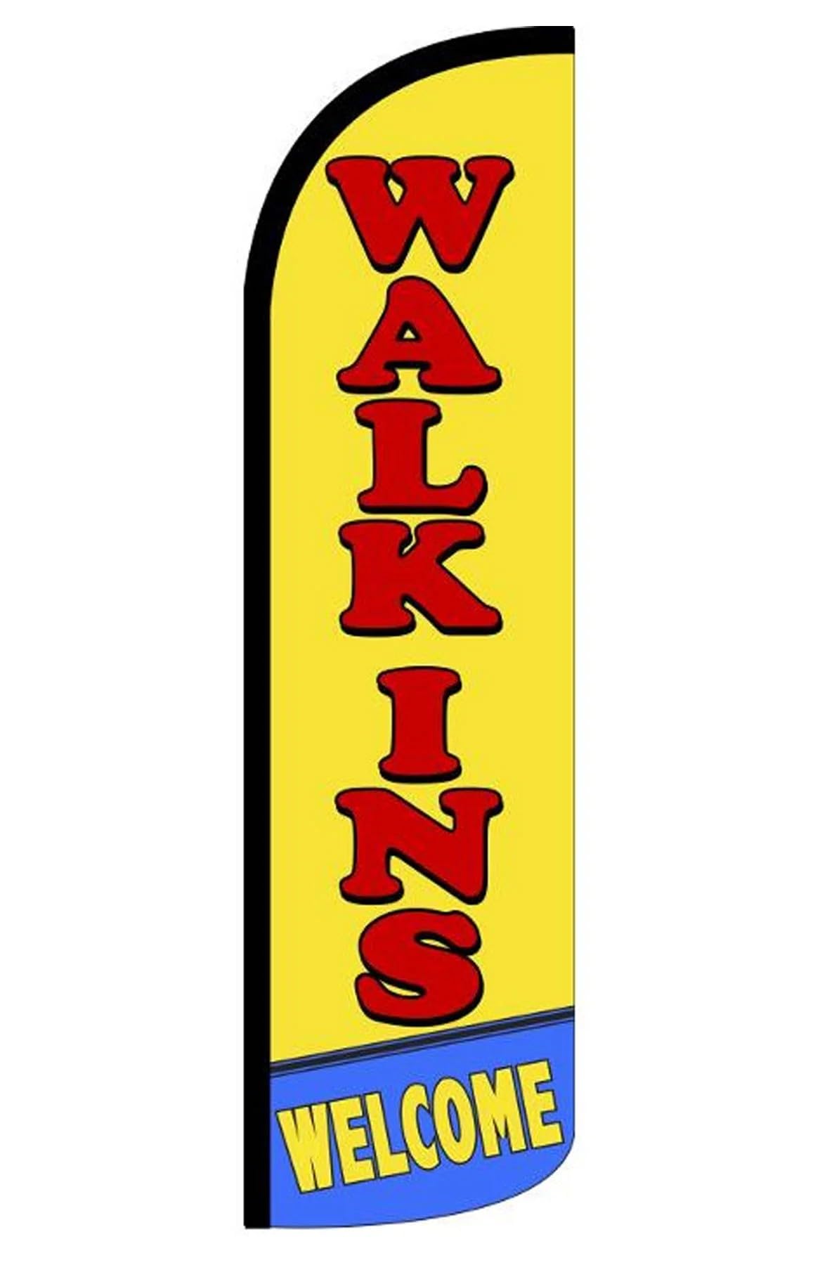 R and R Industries Walk-Ins Welcome Flag – Pack of 1 | 3 ft x 11.5 ft Outdoor Advertising Flag for Business | Weatherproof Polyester (Mount and Poles