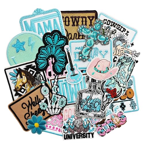 23PCS Western Iron On Patches Cowgirl Cowboy Embroidered Patches for Trucker Hats Jackets Backpacks Jeans