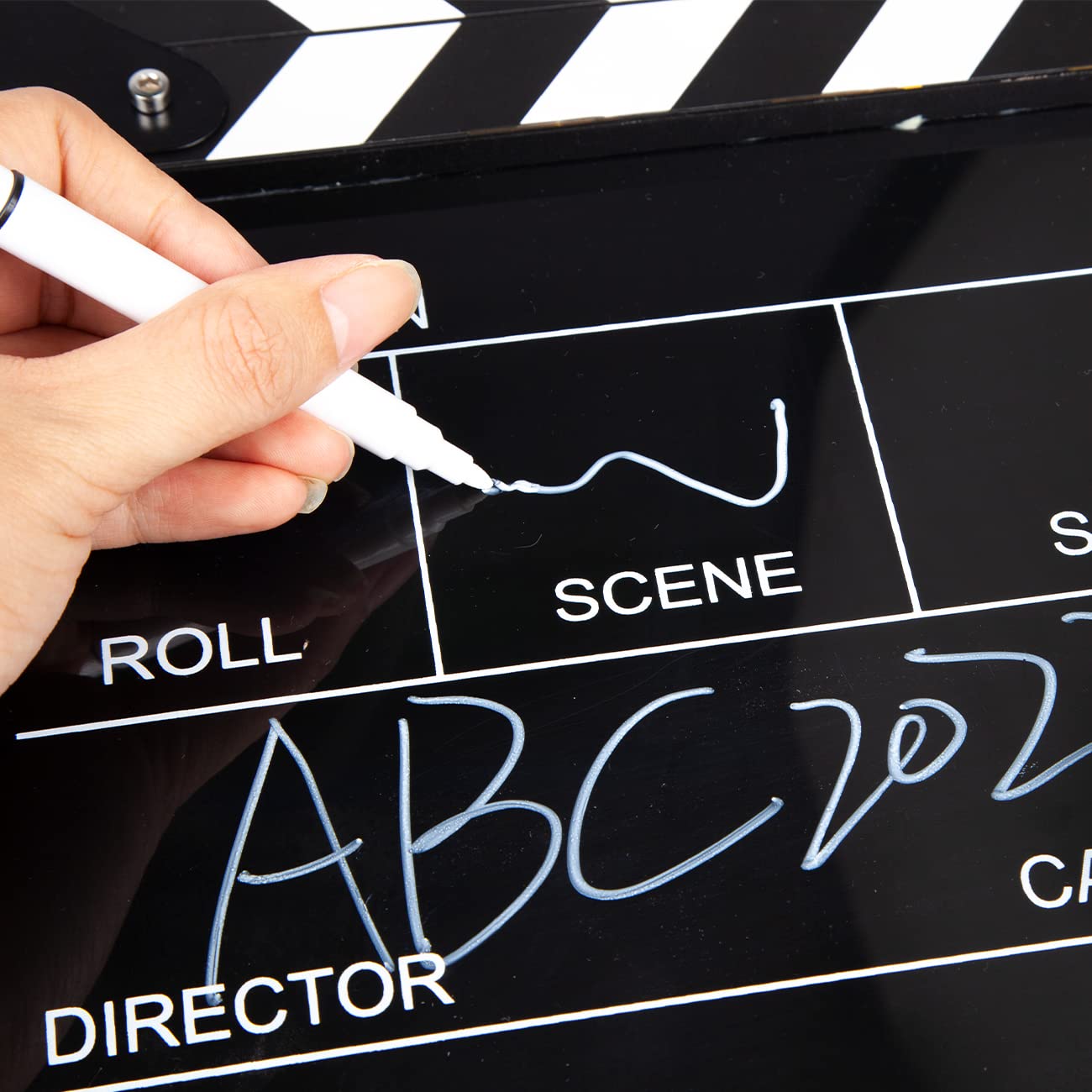 Tablero de plástico acrílico, Tablero de película de Director de 12x10 Pulgadas para películas, Videos, programas de televisión, Negro