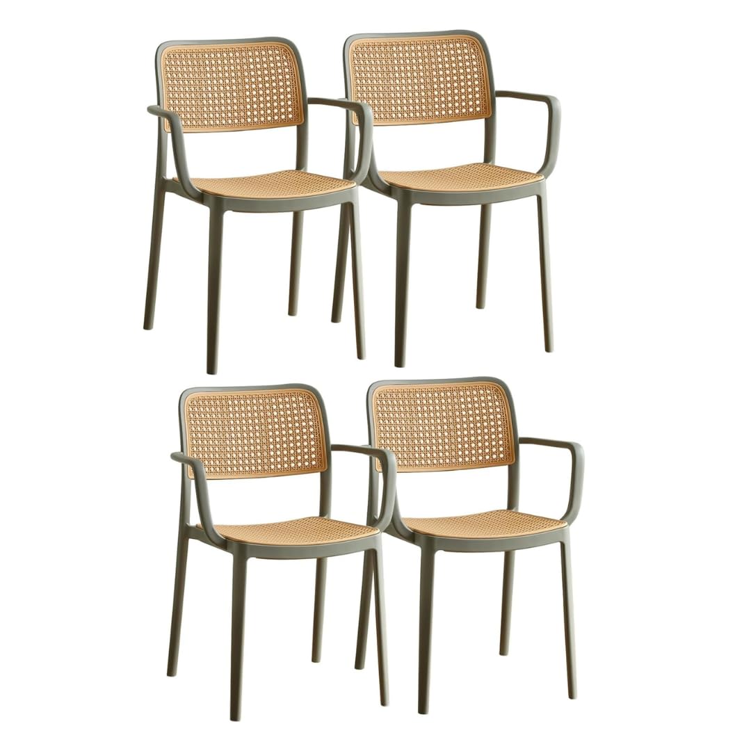 INNOWIN VEDA Chair for Cafeteria | Arm Chair | Accent Chair for Living Room Home, Bedroom, Cafe and Hotels | 3- Year Warranty | Set of 4 | Plastic | Grey