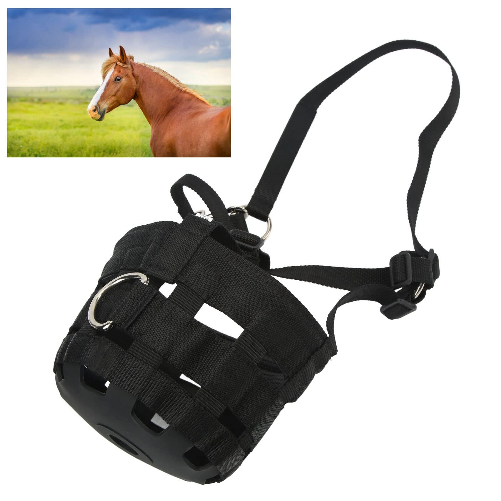 Muso per Cavallo al Pascolo Muso per Cavallo al Pascolo Museruole per Cavallo Anti-Mordente Copertura per la Bocca del Cavallo Museruola per Pascolo Facile da Respirare Muso per