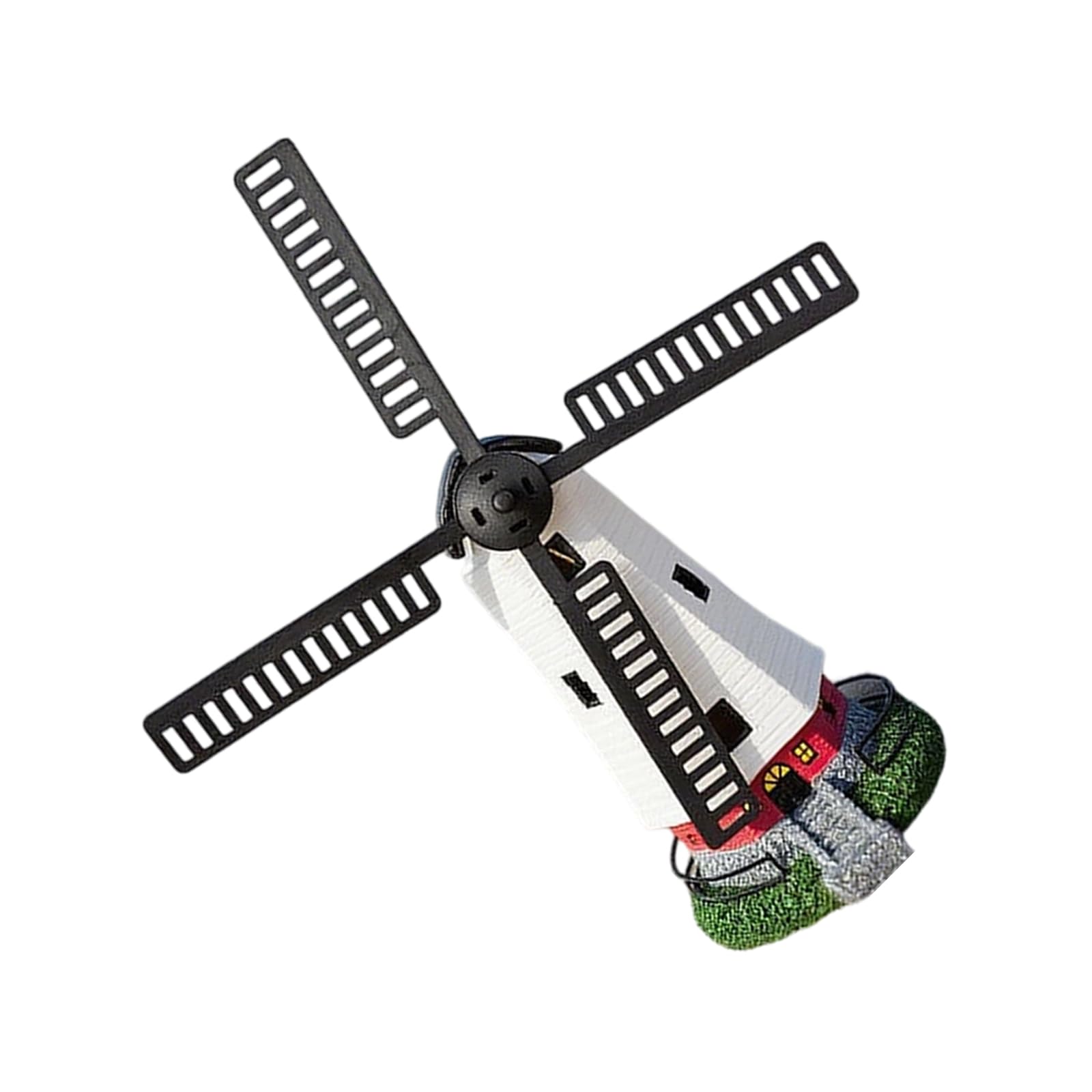 Solar Windmill Lighthouse Garden Ornament Made From Resin with Weather Resistant Finish and Automatic Light for Evening Landscape Solar Wind Spinner