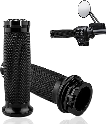 GITOBEHA Empuñaduras de manillar de motocicleta de 1 pulgada de aluminio, color negro, para acelerador, compatibles con Harley Touring Softail Dyna