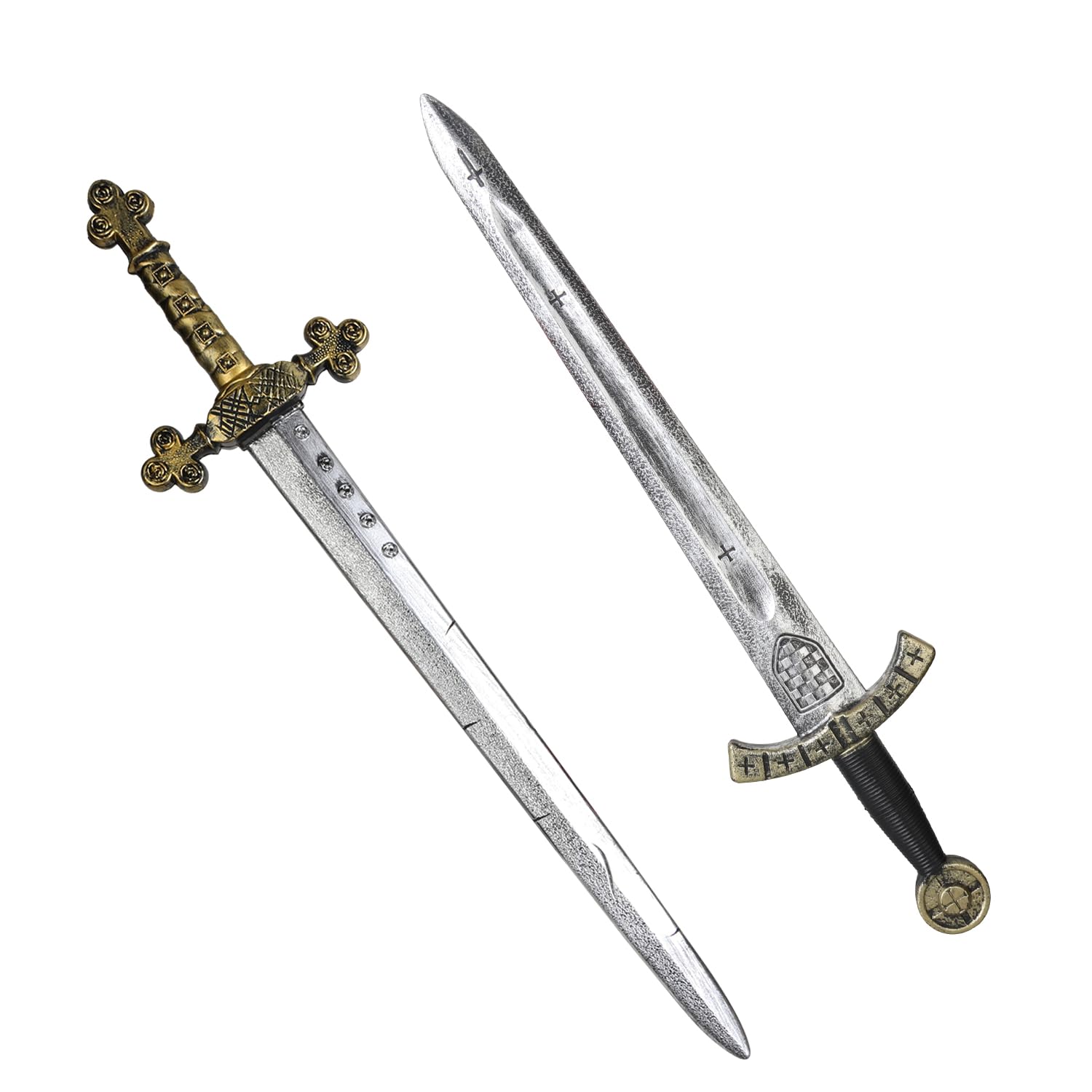 Medievaler Ritter Schwert Set – 2er Set Kunststoff Schwert für Cosplay, Halloween, LARP & Mittelalter Kostüm – Kindersicher & Realistisch