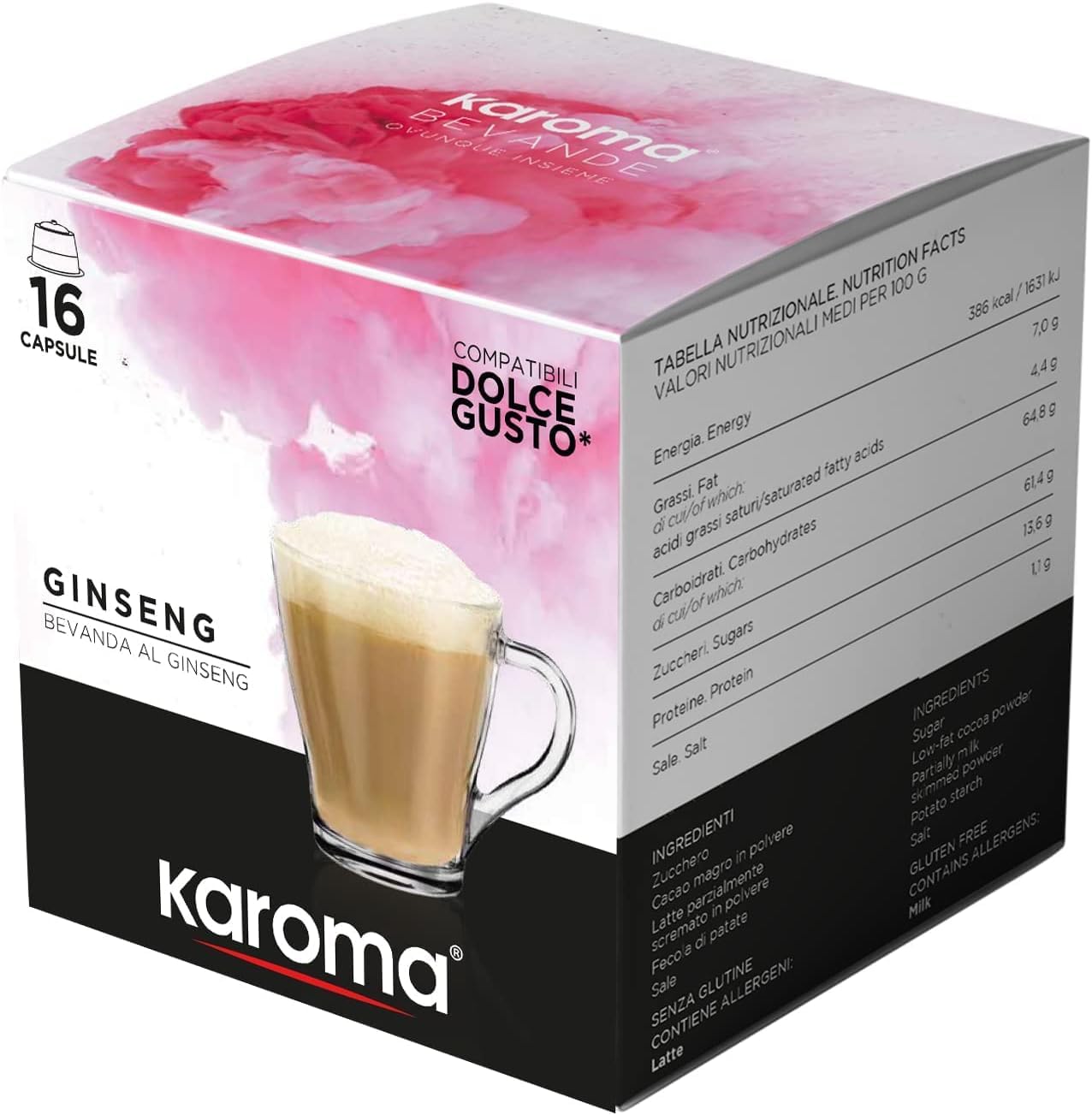 Karoma capsule compatibili con Nescafè Dolce Gusto Mix 96 Capsule Ginseng Classico, Amaro e Rosso