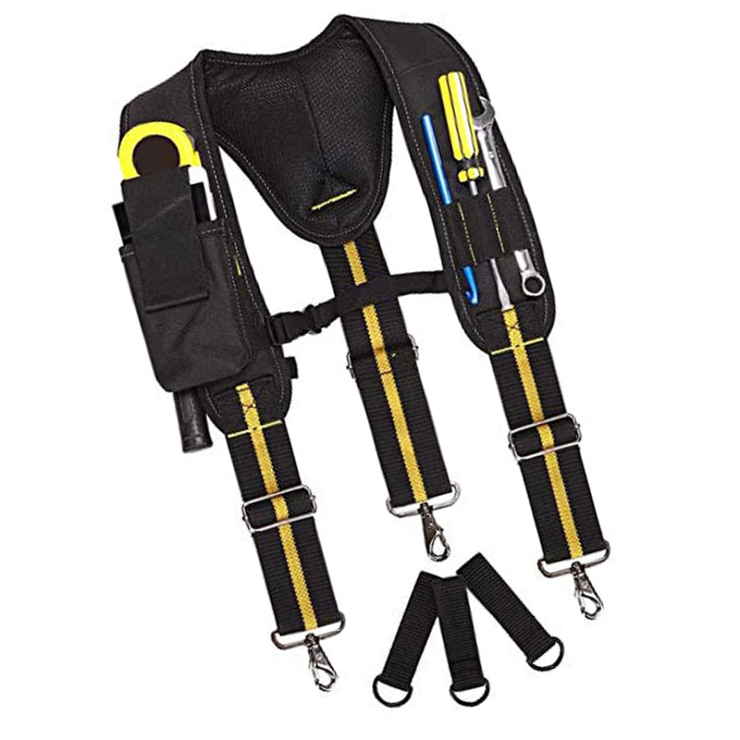 Tool Belt Suspenders|Tool Belt Suspenders Padded Y Shaped Heavy Duty Adjustable Lumbar Support Work with Pocket for Carpenter Electrician