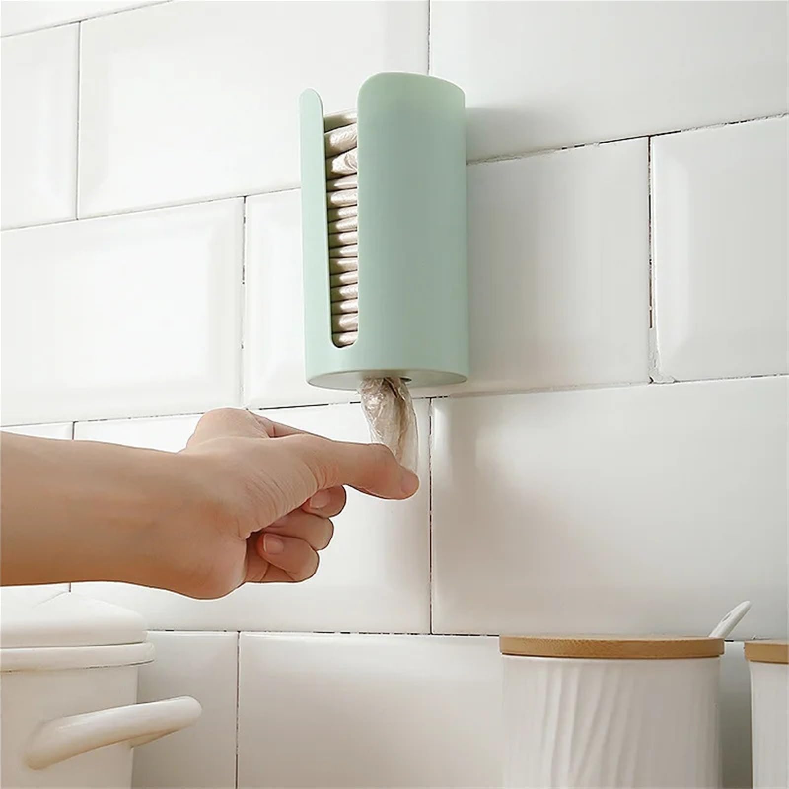 Dispensador De Bolsas De Basura Soporte for bolsa de basura de plástico for colgar en la pared, caja de almacenamiento for bolsa de basura montada, contenedor for el hogar, cocina y baño, 5 uds.(White