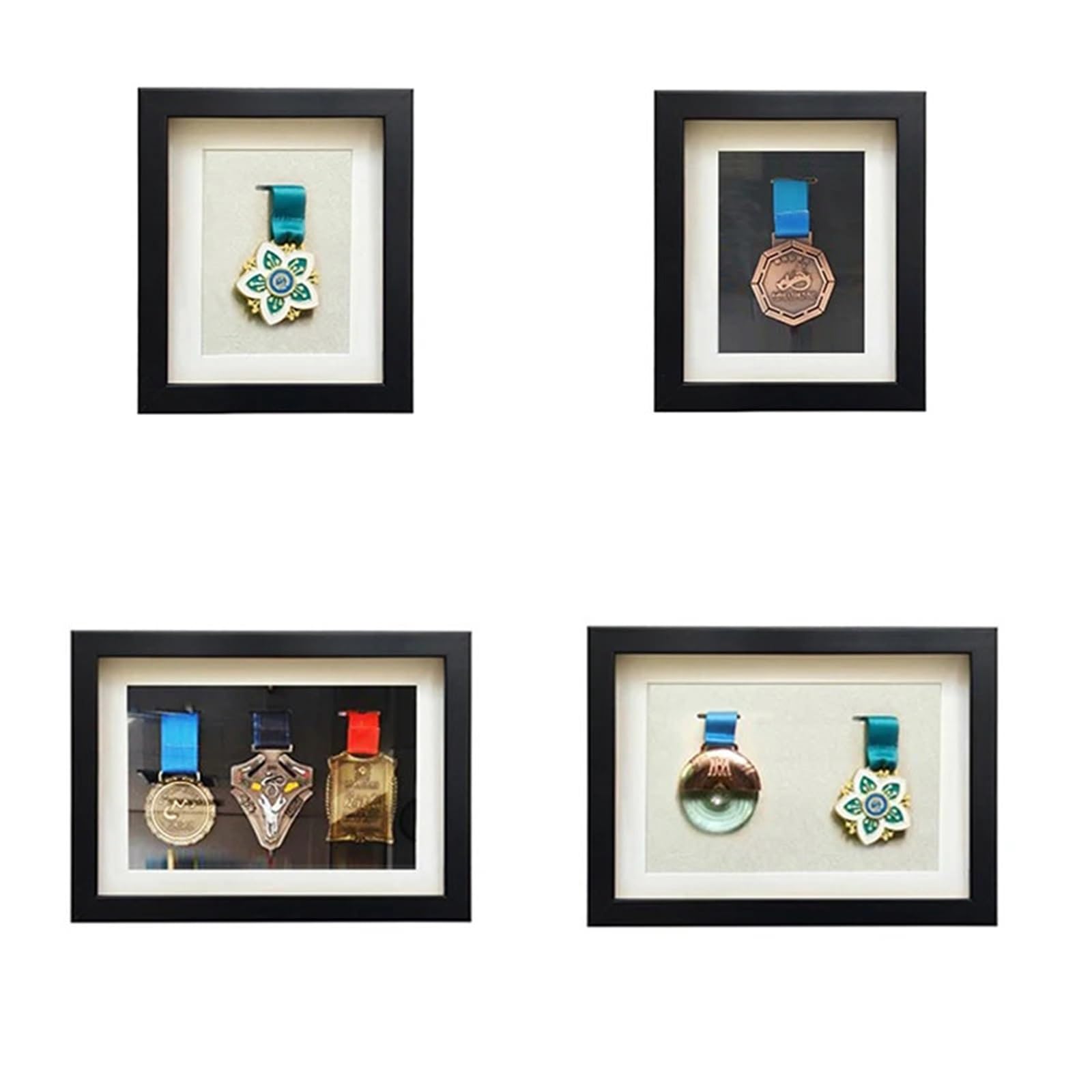 Display medaillenrahmen Medaillen-Displayrahmen, Massivholz, dreidimensionaler Fotorahmen, Medaillen-Aufbewahrungsbox, Montageabzeichen, Medaillenwettbewerb, Medaillenanzeige(4 bit 24x33cm)