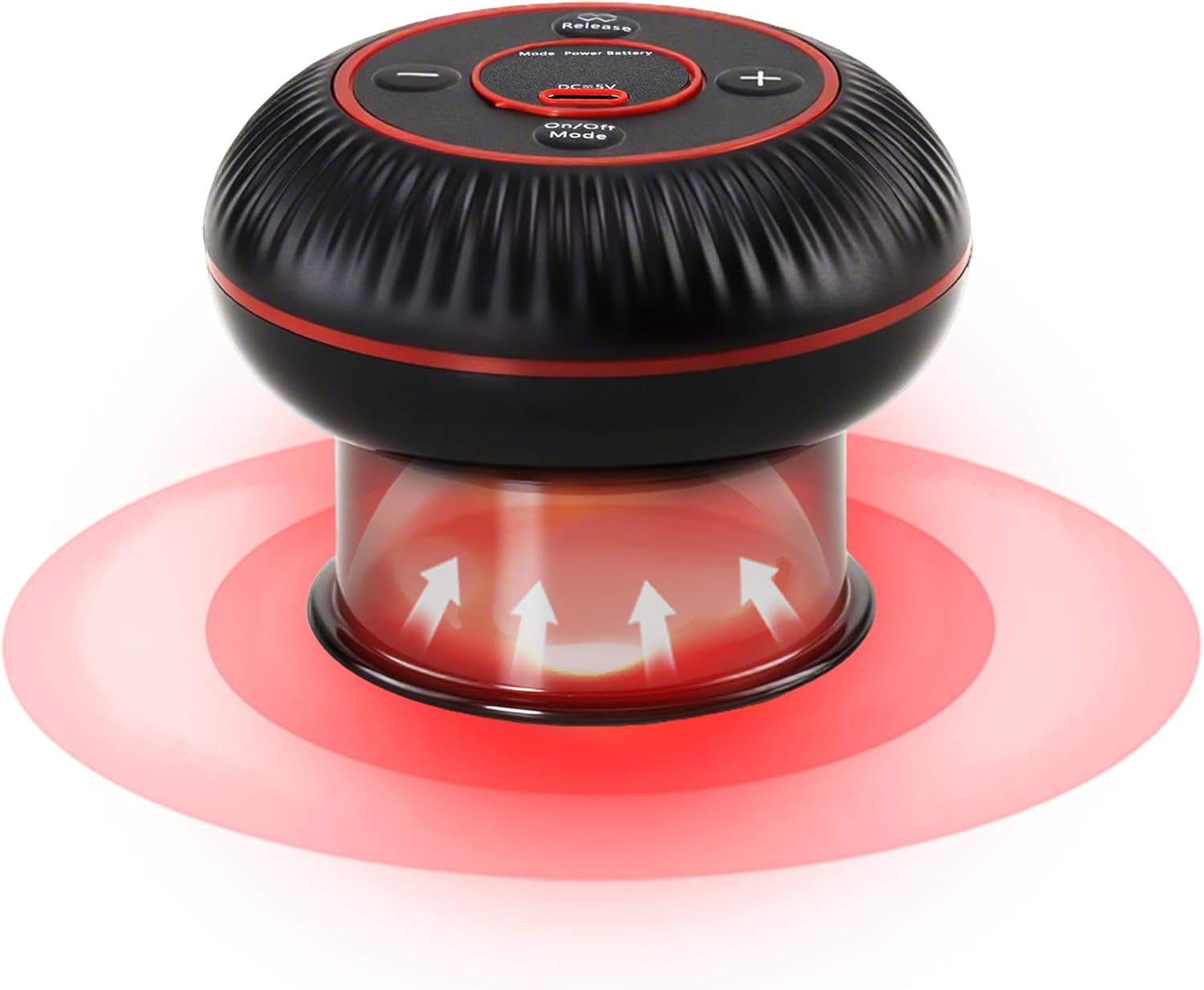 Cupping Kit for Massage Therapy - 4 in 1 Electric Cupping Therapy Set, 12 Levels of Suction Strength and Red Light Therapy for Targeted Pain Relief, Portable Electric Smart Cupping Device, Black