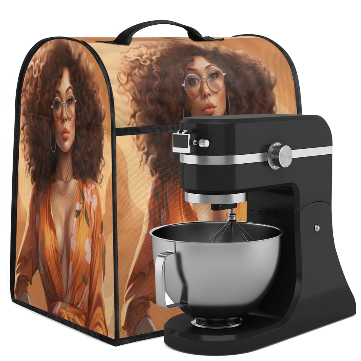Coffee Maker Cover Orange Africa Girl Kitchen Appliance Covers Small Appliance Covers Blender Cover Juicer Cover Dust Covers for Kitchen Appliances with Top Handle and Pockets,Washable,C647