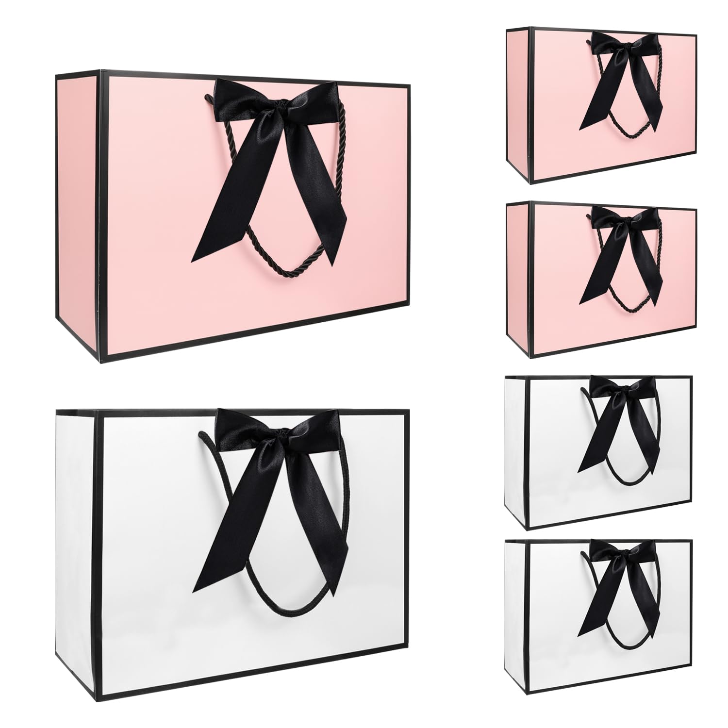6 Pack Gift Bag Party Bags Paper Gift Bags for Presents Medium Wrapping Bags Present Bags for Birthday Wedding Valentine Daily Use 28 x 20 x 10 cm