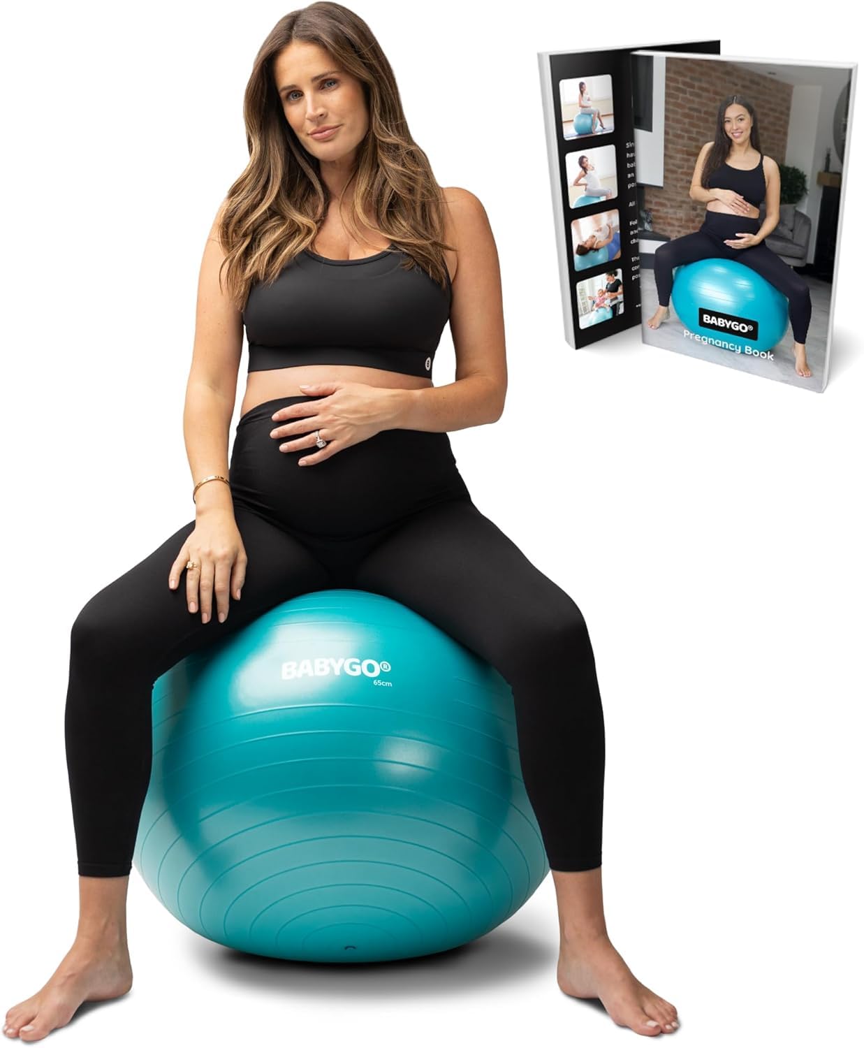 BABYGO® Birthing Ball For Pregnancy Maternity Labour & Yoga + Our 100 Page Pregnancy Book, Exercise, Birth & Recovery Plan, Anti-Burst Eco Friendly Material