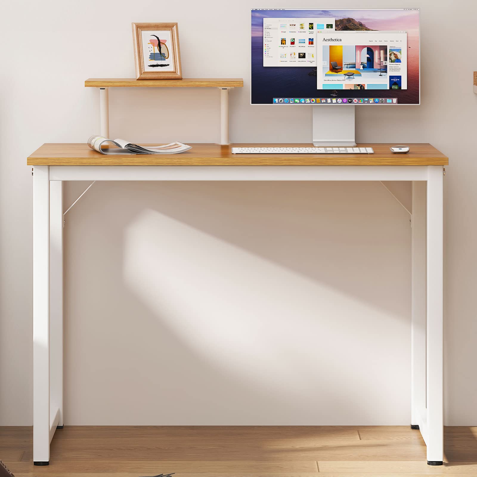 SogesHome Bureau d'ordinateur Table Bureaux 100 x 50 x 75 cm Informatique Meuble de Bureau pour Ordinateur pour Salle à Manger Salon Cuisine Table de Travail en Bois et Acier