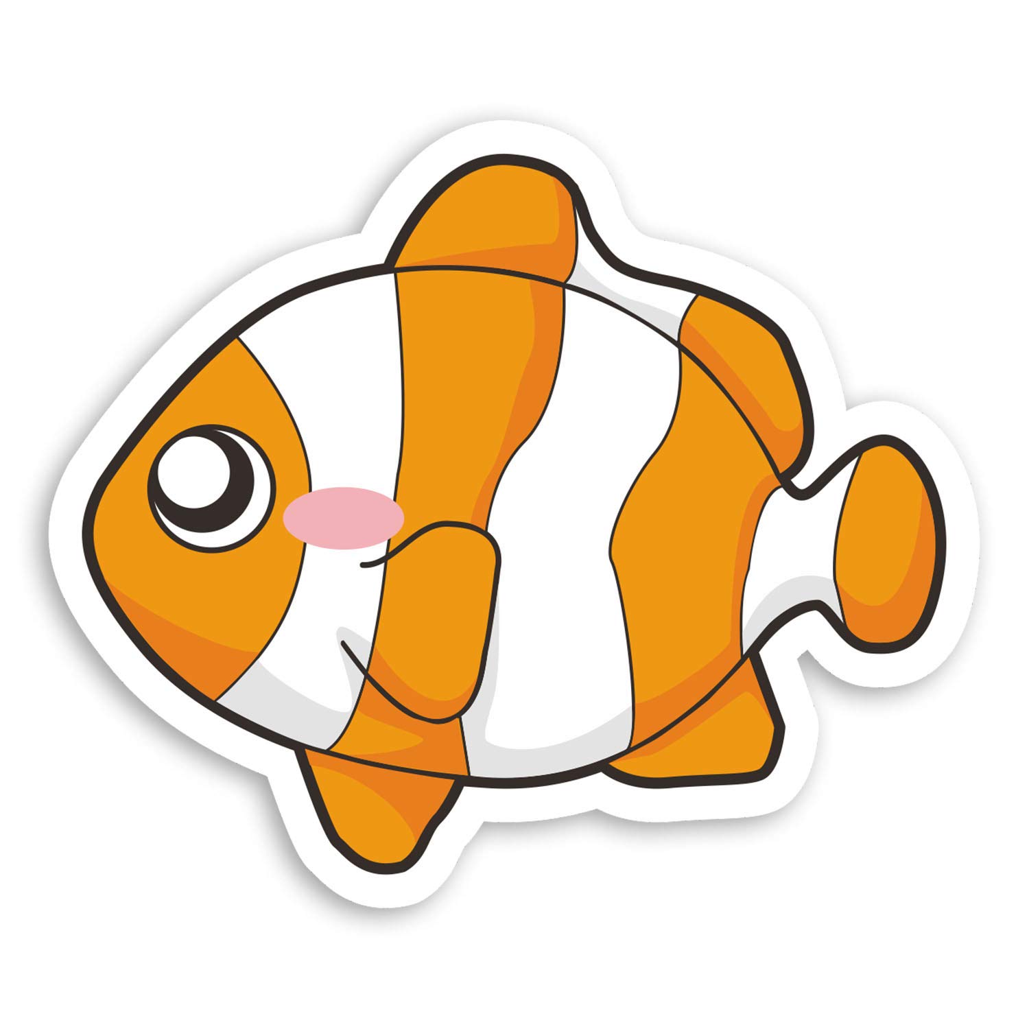 Destination Vinyl Ltd Multi 2 X 10Cm Cute Clown Fish Vinyl Stickers - Cartoon Kids Laptop Sticker #20835 (10Cm Wide)