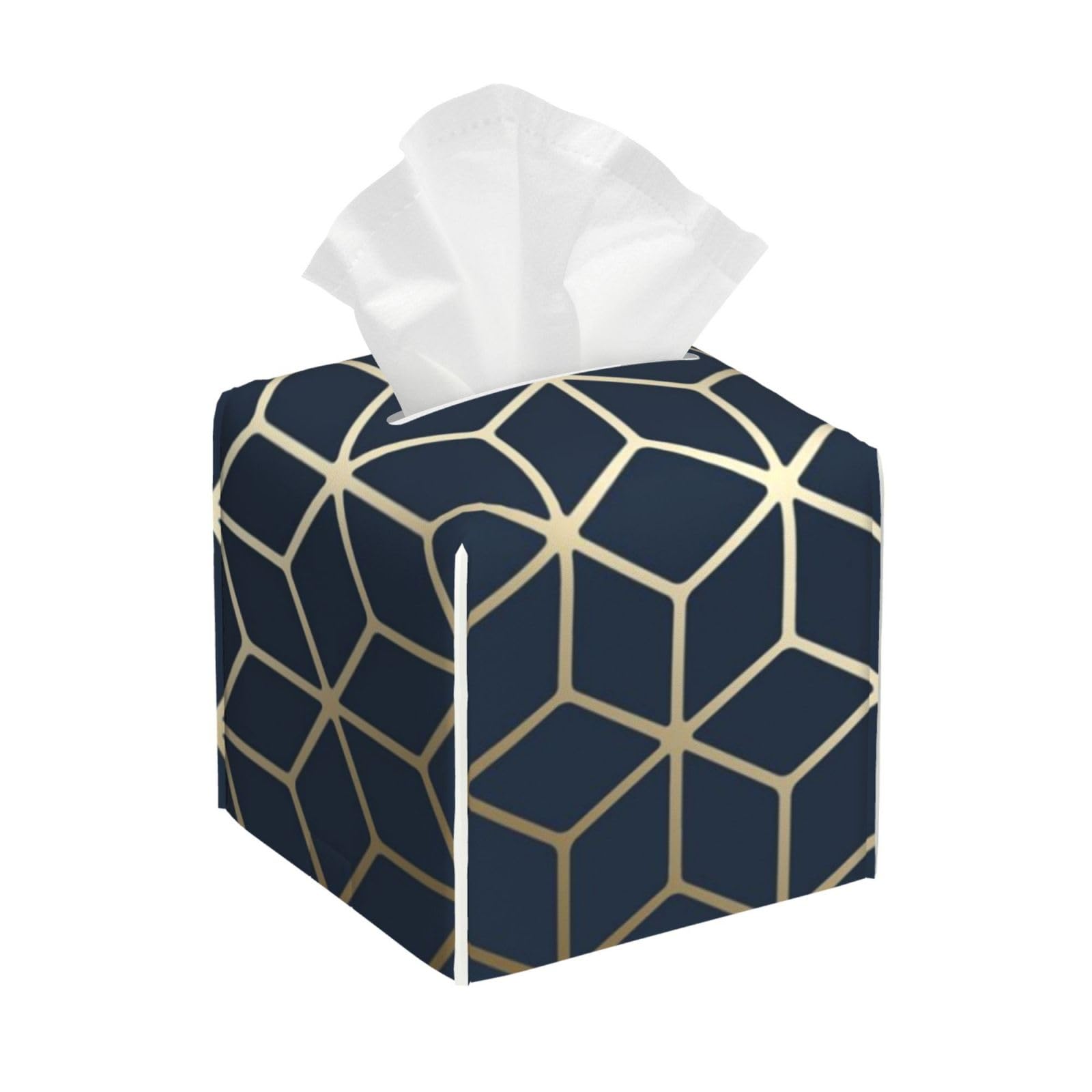Fjqwklf As Picture Navy Blue Gold, Tissue Box Cover Tissue Box Holder Tissue Dispenser Tissue Holder