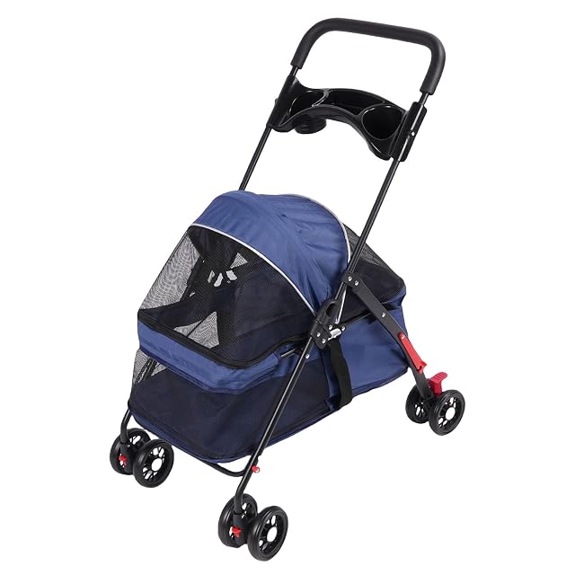 Carrito para Perros, Diseño de Malla Transpirable, Soporte Marco Acero hasta 39 Libras